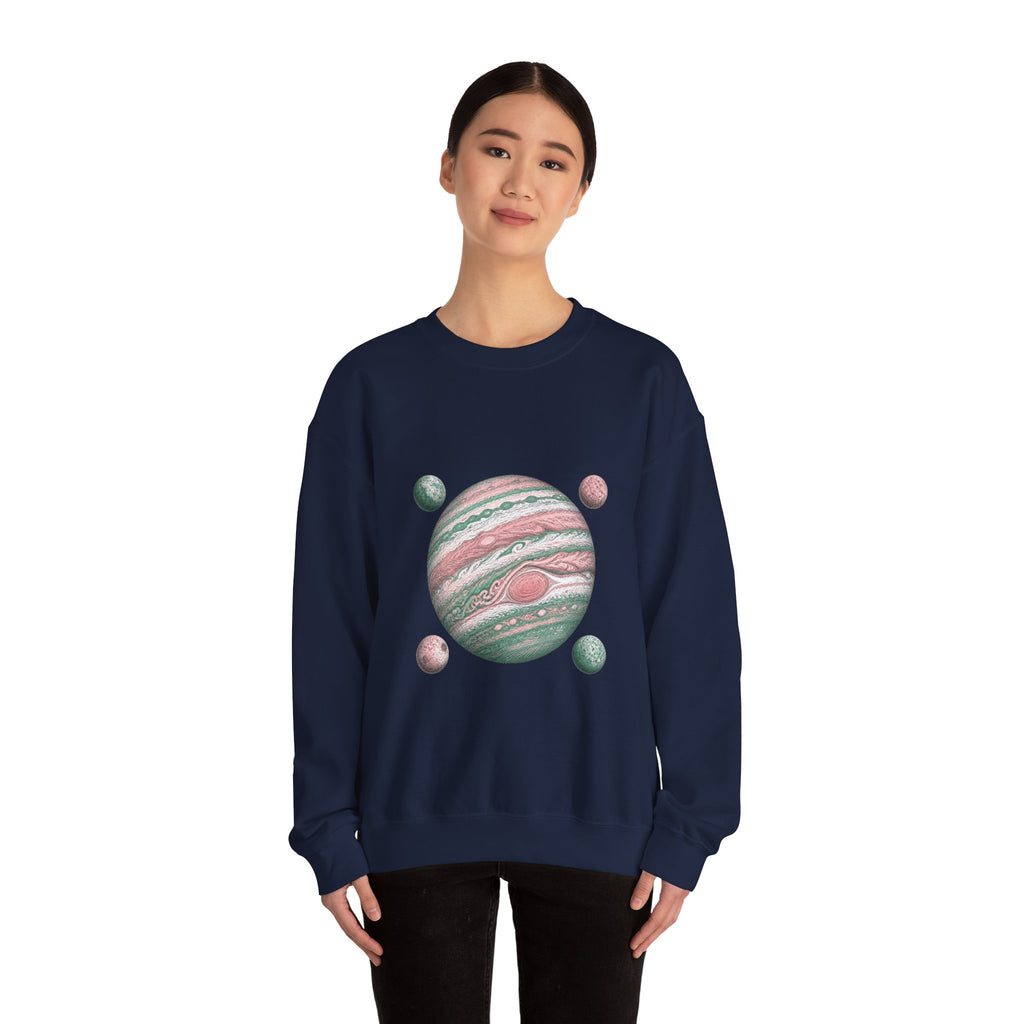 Matching Couple Sweatshirt - Saturn & Jupiter Matching Couple Premium Fleece Sweatshirt Hand-Drawn Art His Hers Anniversary Gift - Design B