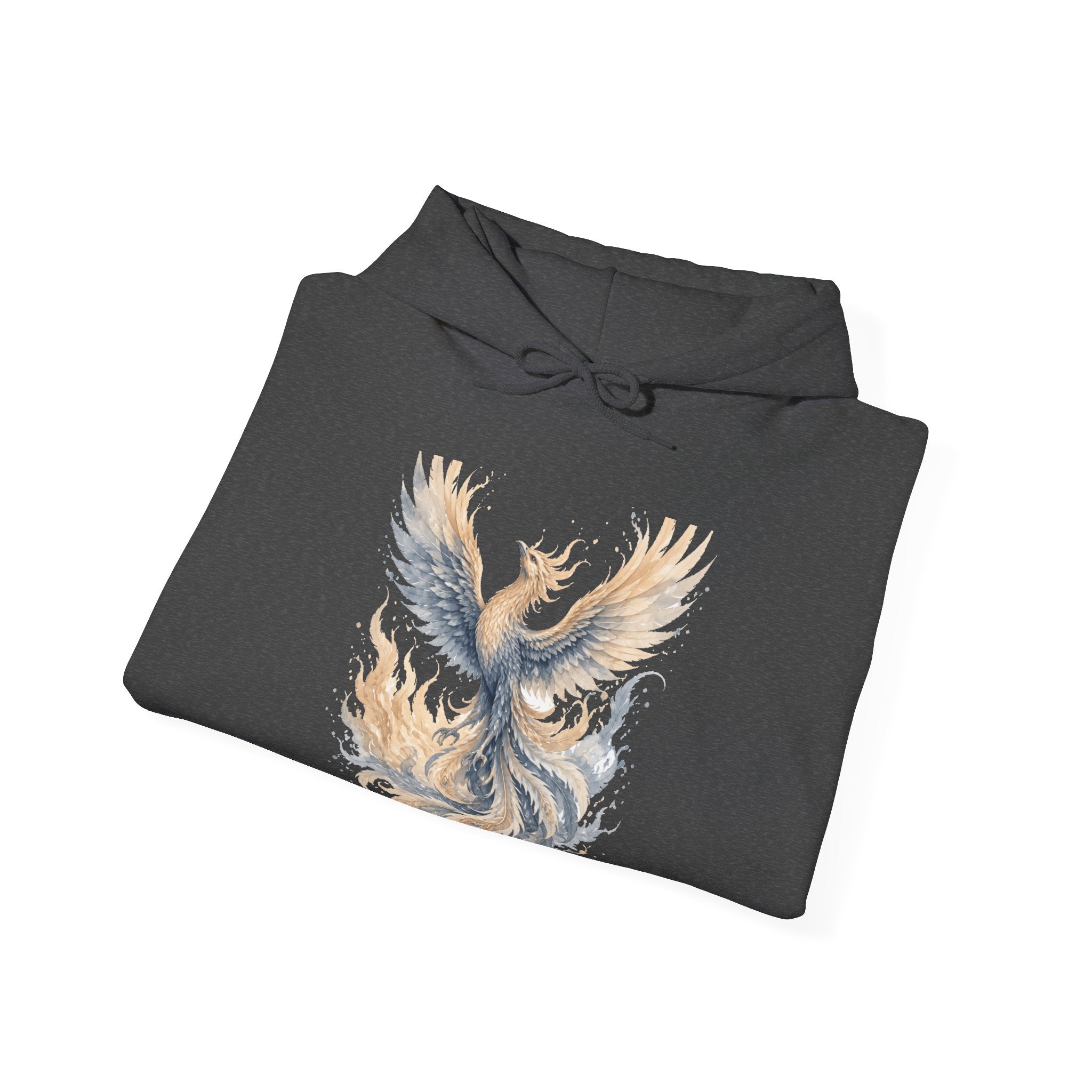 Matching Couple Sweatshirt - Dragon & Phoenix Matching Couple Hooded Sweatshirt Watercolor Art His Hers Engagement Gift - Design B