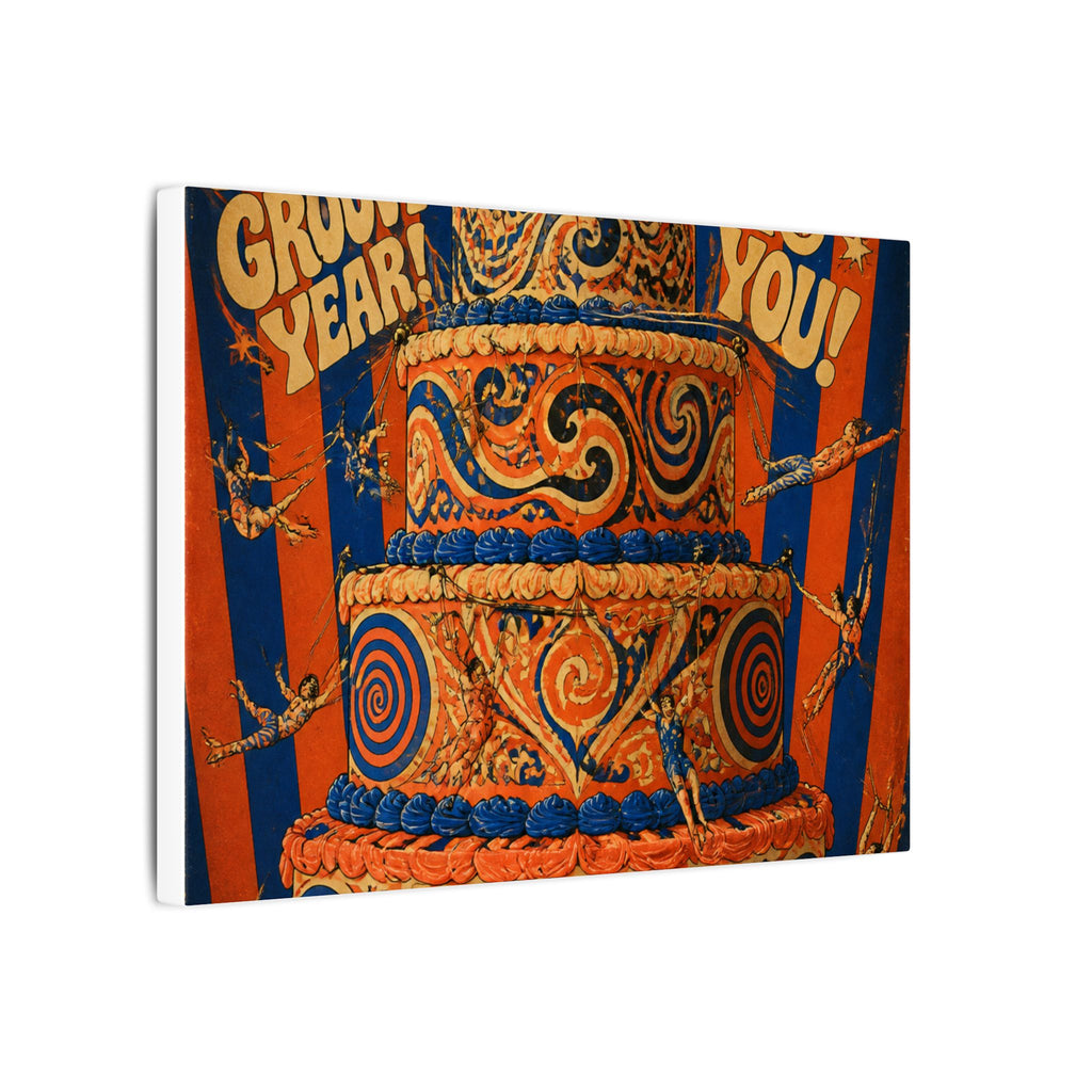 Birthday Cake Trapeze Wall Art Canvas 24×36 Psychedelic Dining Room Decor Maximalist Print