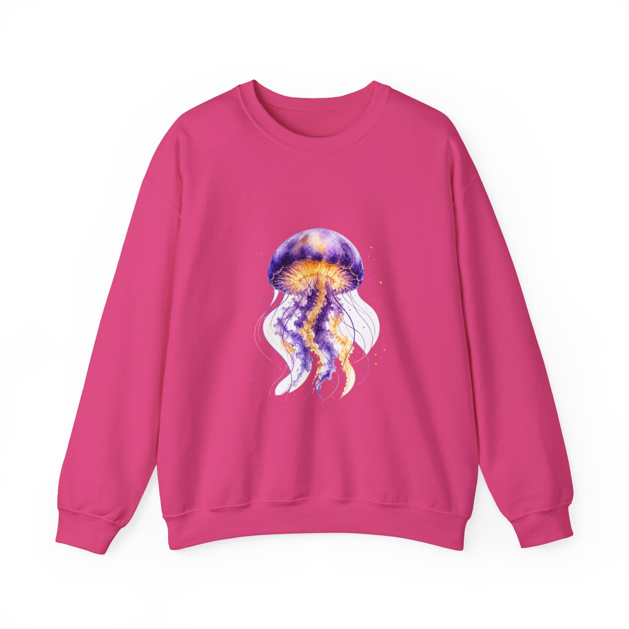 Matching Couple Sweatshirt - Octopus & Jellyfish Matching Couple Comfort Colors Crew Watercolor Art His Hers Birthday Gift - Design B