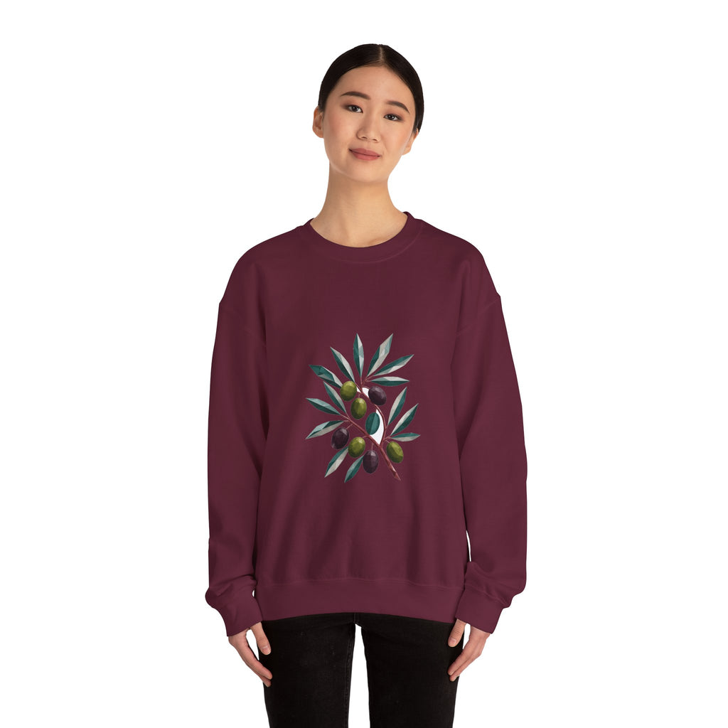 Matching Couple Sweatshirt - Olive Branch & Fig Matching Couple Crewneck Sweatshirt Geometric Art His Hers Couple Gift - Design A