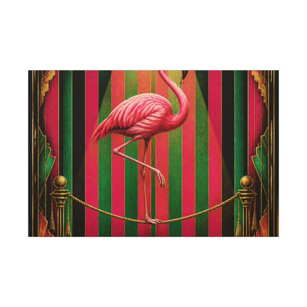 Flamingo Tightrope Wall Art Canvas 24×36 Art Deco Bar Area Decor Maximalist Print