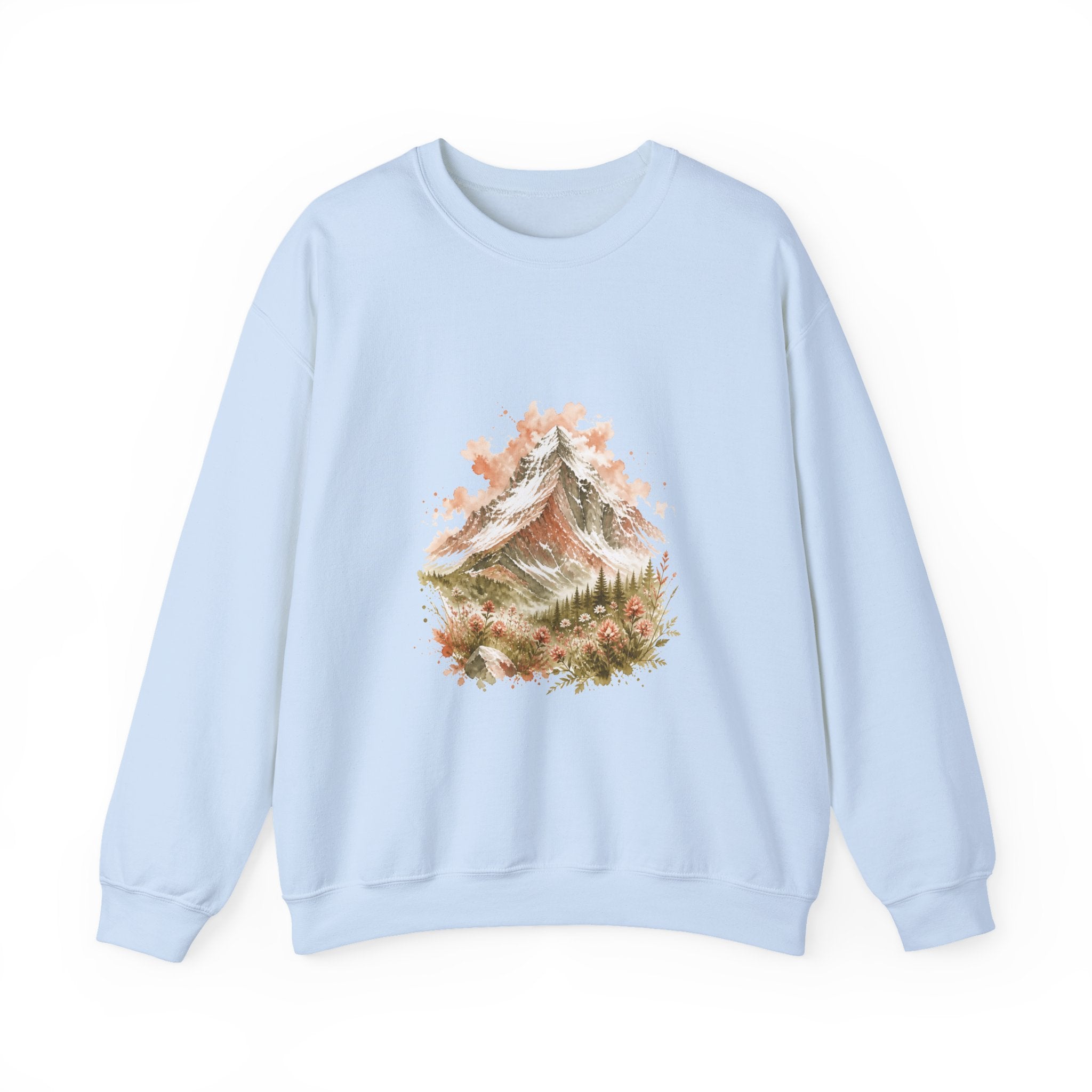 Matching Couple Sweatshirt - Mountain & Ocean Matching Couple Premium Fleece Sweatshirt Watercolor Art His Hers Birthday Gift - Design A