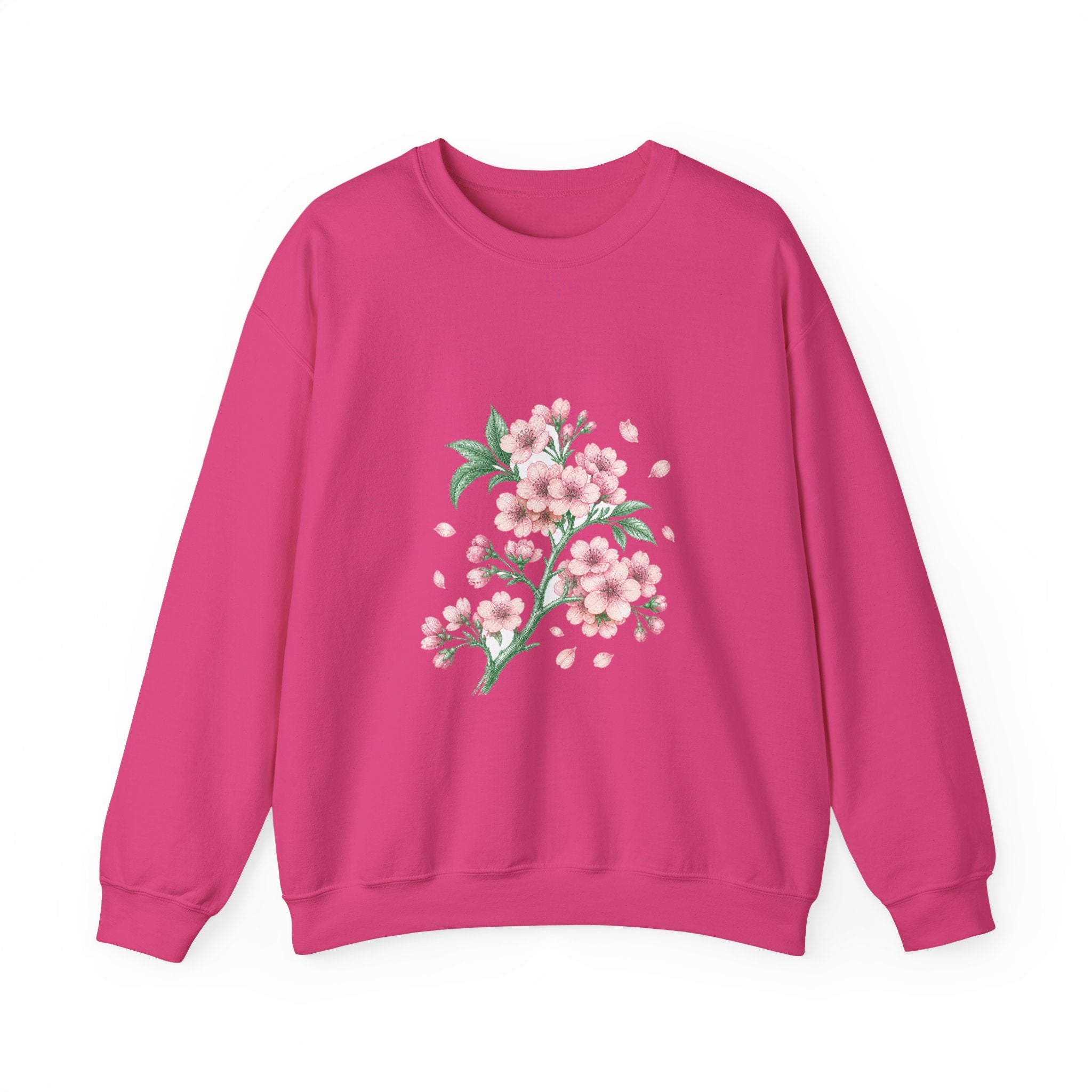 Matching Couple Sweatshirt - Cherry Blossom & Maple Leaf Matching Couple Premium Fleece Sweatshirt Vintage Art His Hers Honeymoon Gift - Design A