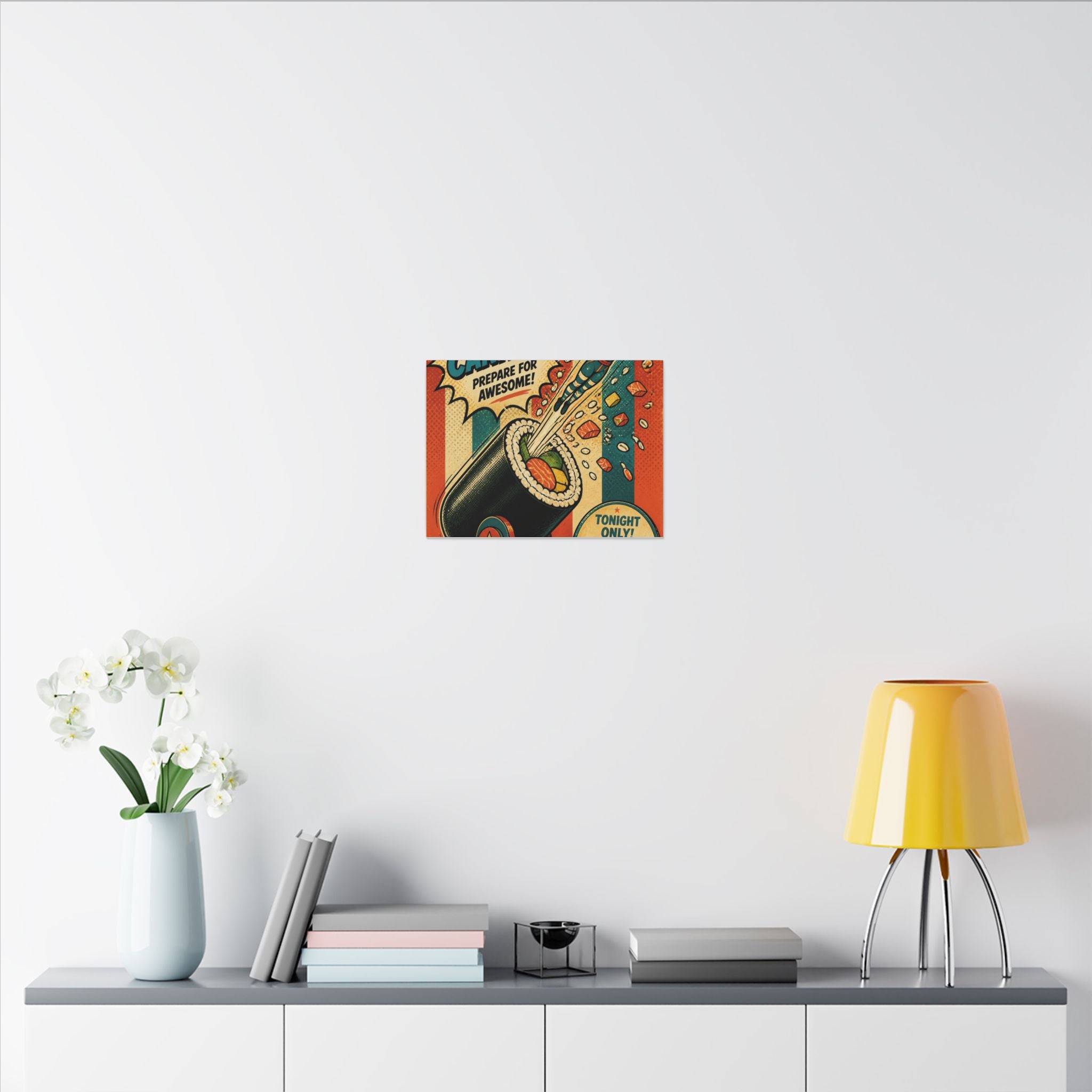 Sushi Roll Cannon Wall Art Canvas 16×20 Pop Art Living Room Decor Maximalist Print