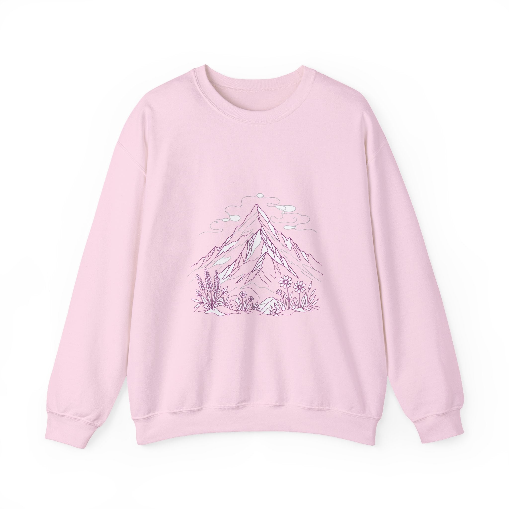 Matching Couple Sweatshirt - Mountain & Ocean Matching Couple Crewneck Sweatshirt Minimalist Art His Hers Valentine Gift - Design A