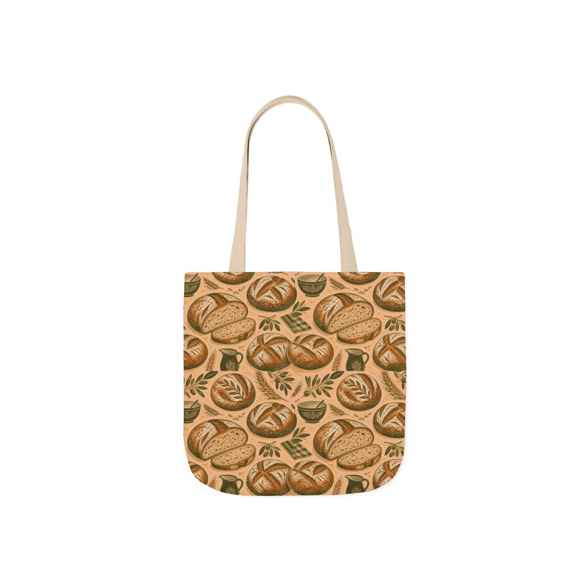 Rustic Sourdough Bread Canvas Tote Bag Mediterranean Kitchen Linocut Design Italian Cottagecore Gift