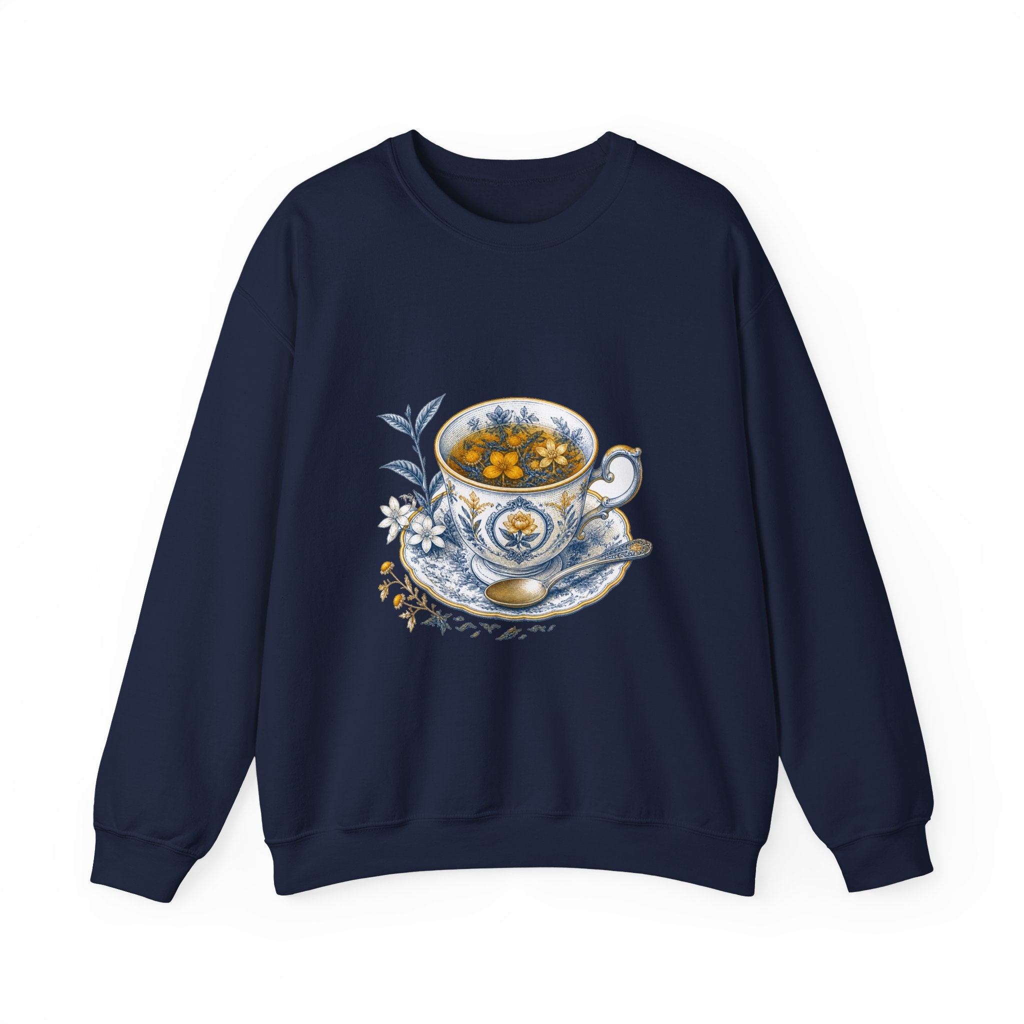 Matching Couple Sweatshirt - Coffee & Tea Matching Couple Crewneck Sweatshirt Vintage Art His Hers Wedding Gift - Design B