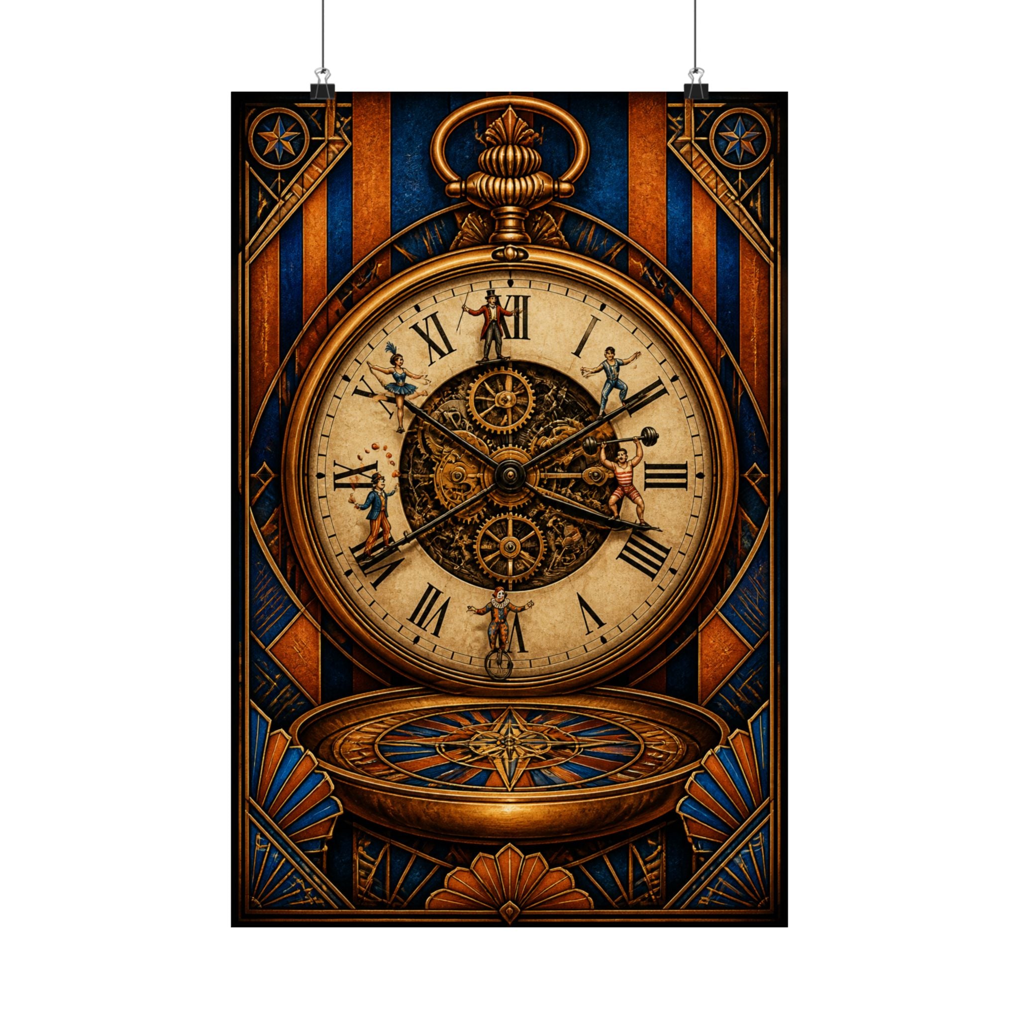 Pocket Watch Performers Wall Art Poster 18×24 Art Deco Entryway Decor Maximalist Print