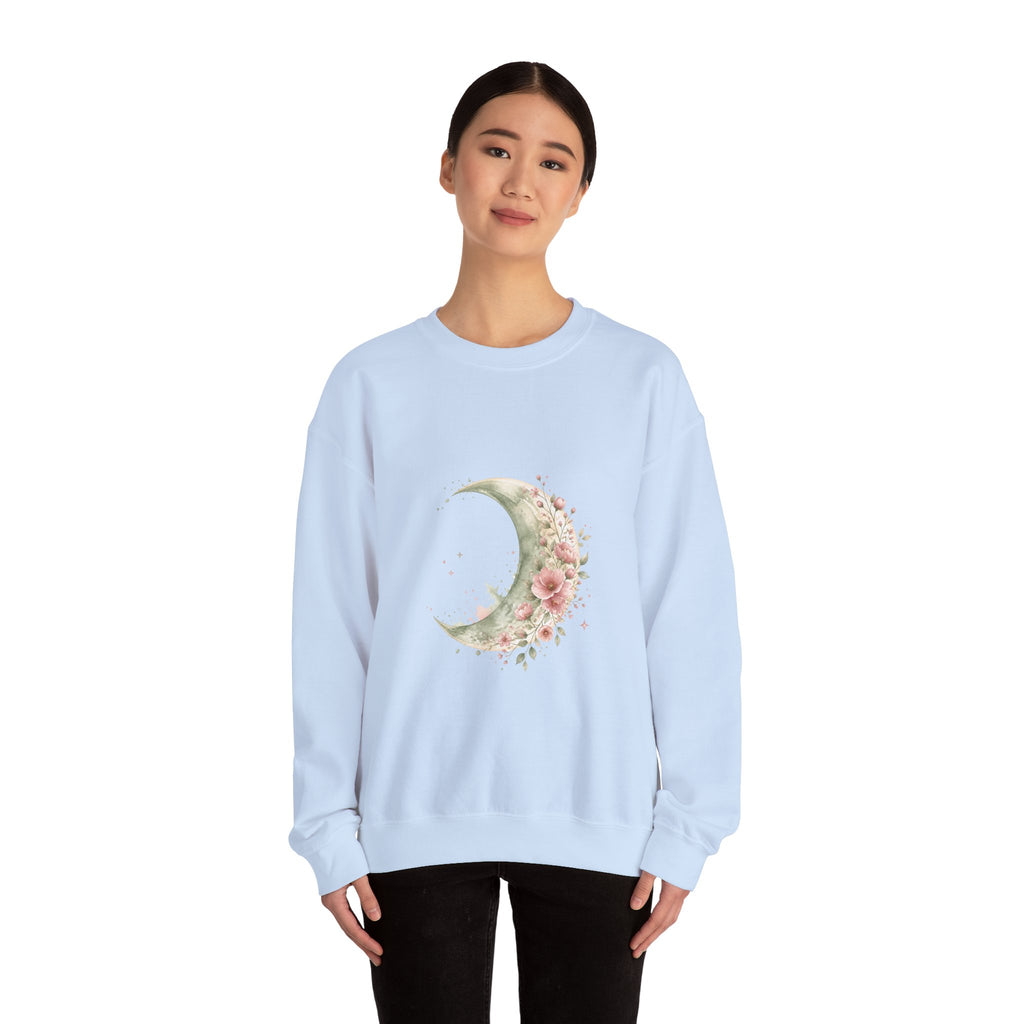 Matching Couple Sweatshirt - Waxing & Waning Moon Matching Couple Crewneck Sweatshirt Watercolor Art His Hers Engagement Gift - Design A