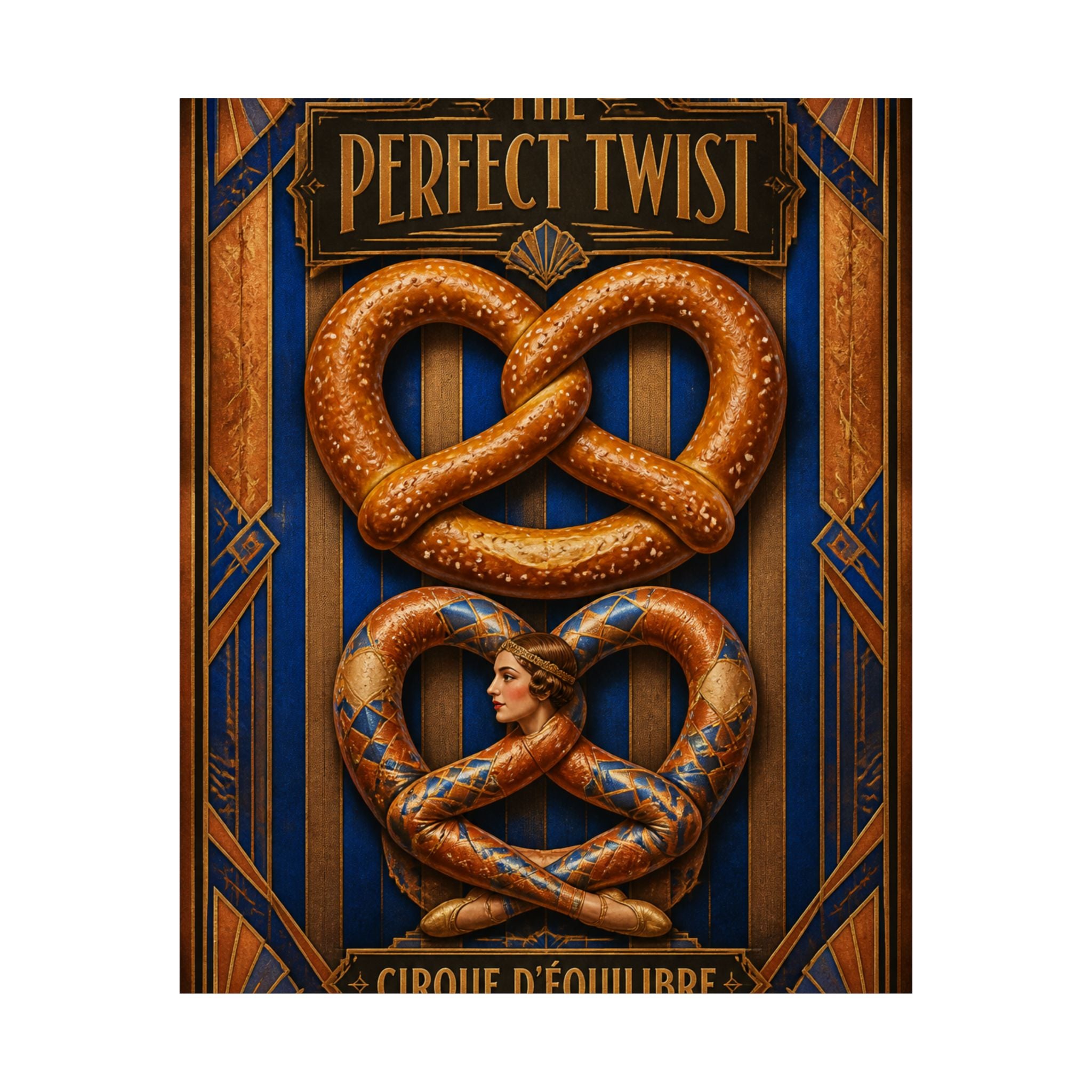 Pretzel Contortionist Wall Art Poster 18×24 Art Deco Entryway Decor Maximalist Print