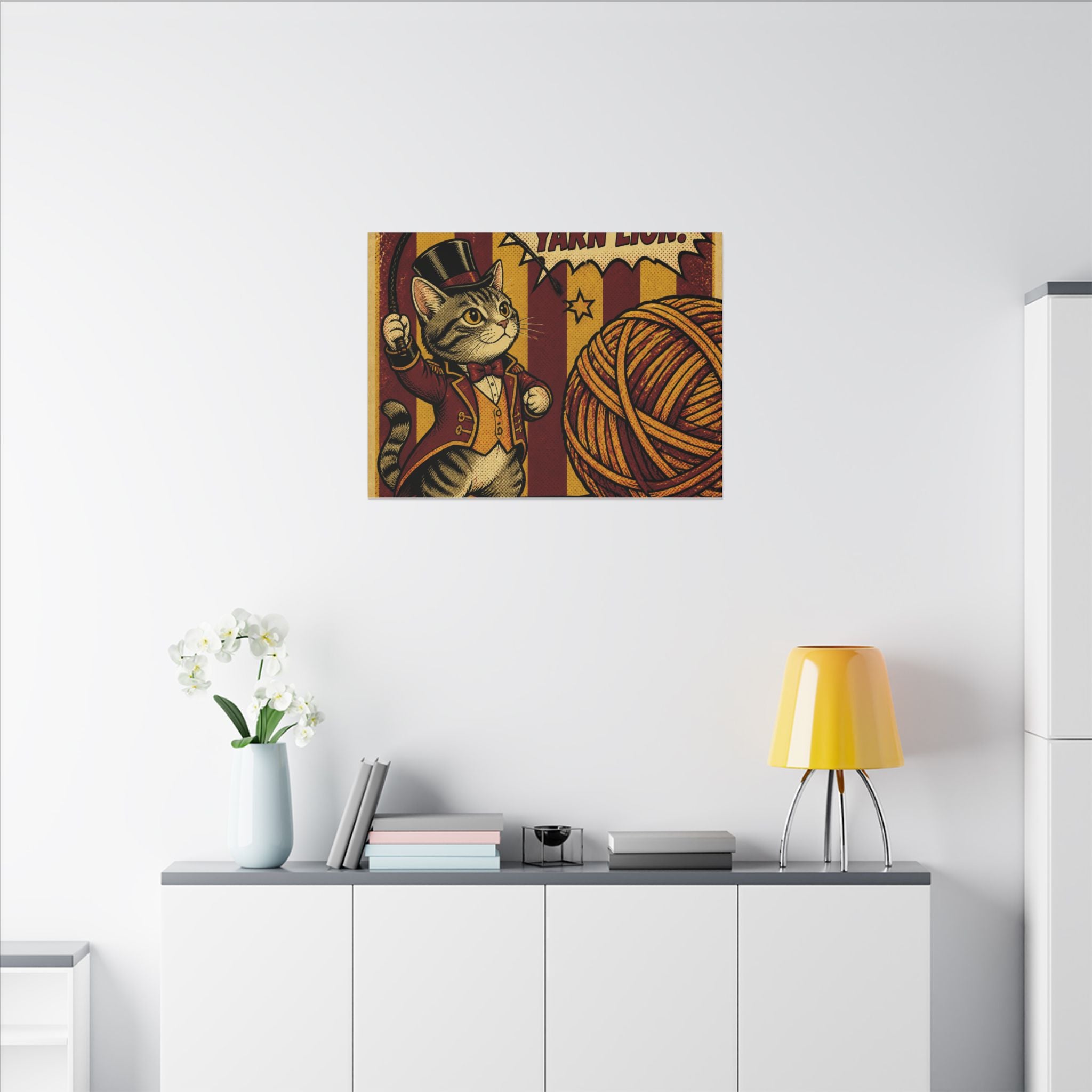 Cat Lion Tamer Wall Art Canvas 24×36 Pop Art Restaurant Decor Maximalist Print