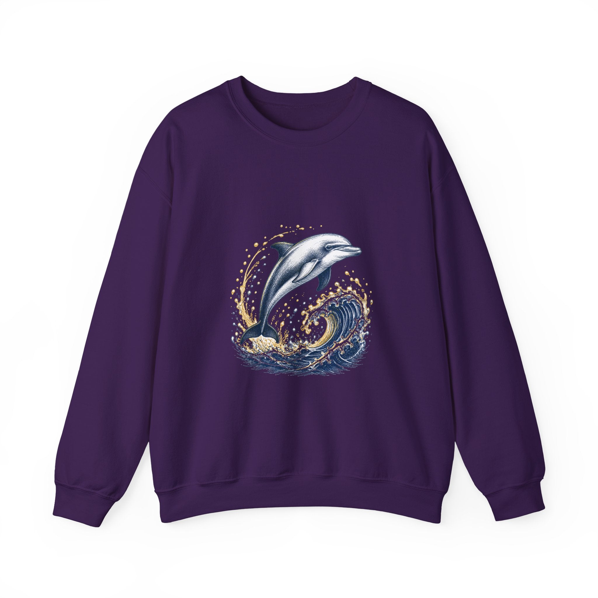Matching Couple Sweatshirt - Shark & Dolphin Matching Couple Comfort Colors Crew Hand-Drawn Art His Hers Anniversary Gift - Design B