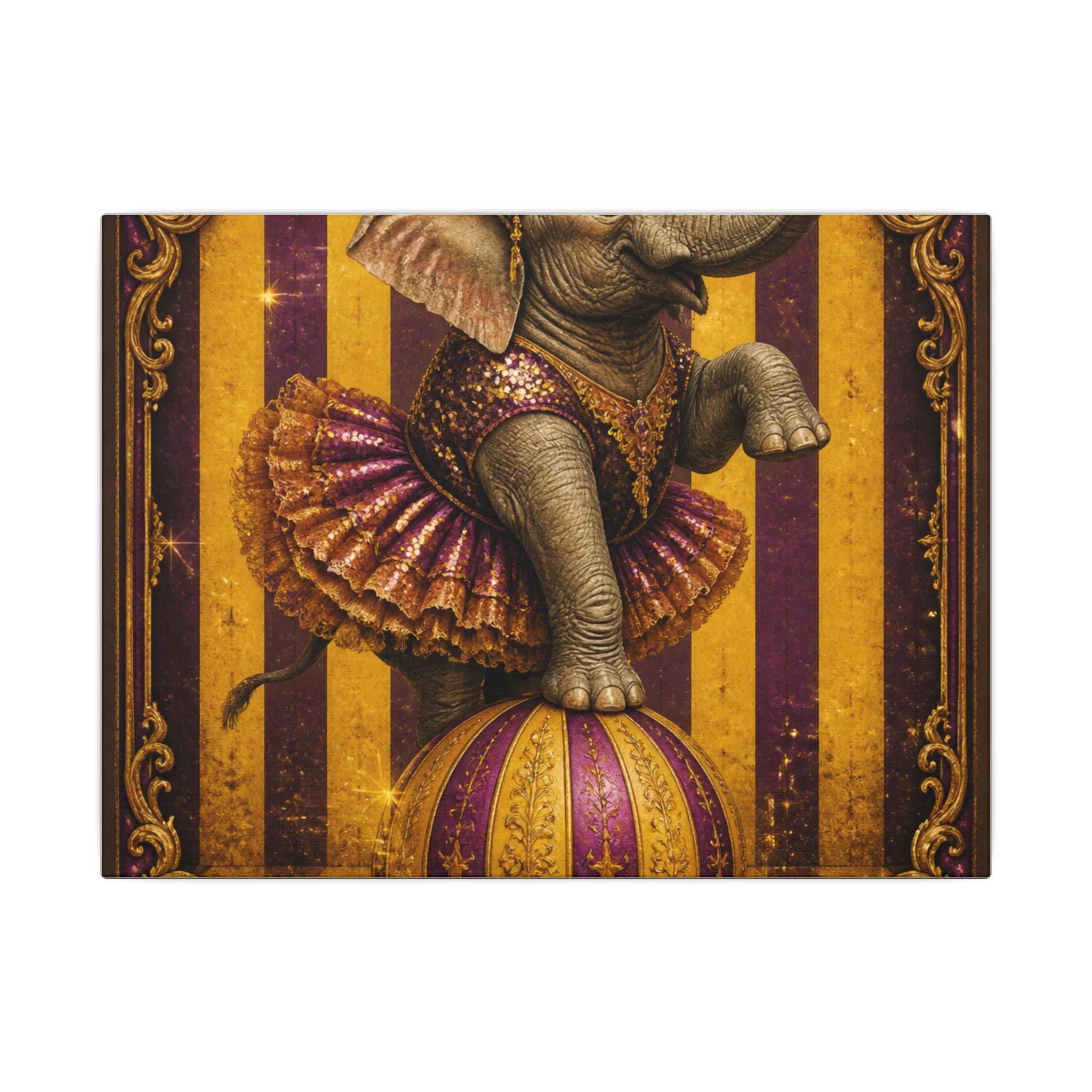Elephant on Ball Wall Art Canvas 16×20 Baroque Home Office Decor Maximalist Print