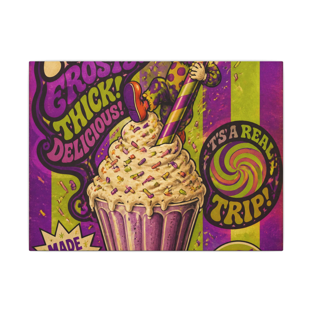 Milkshake Slide Clown Wall Art Canvas 16×20 Psychedelic Cafe Decor Maximalist Print