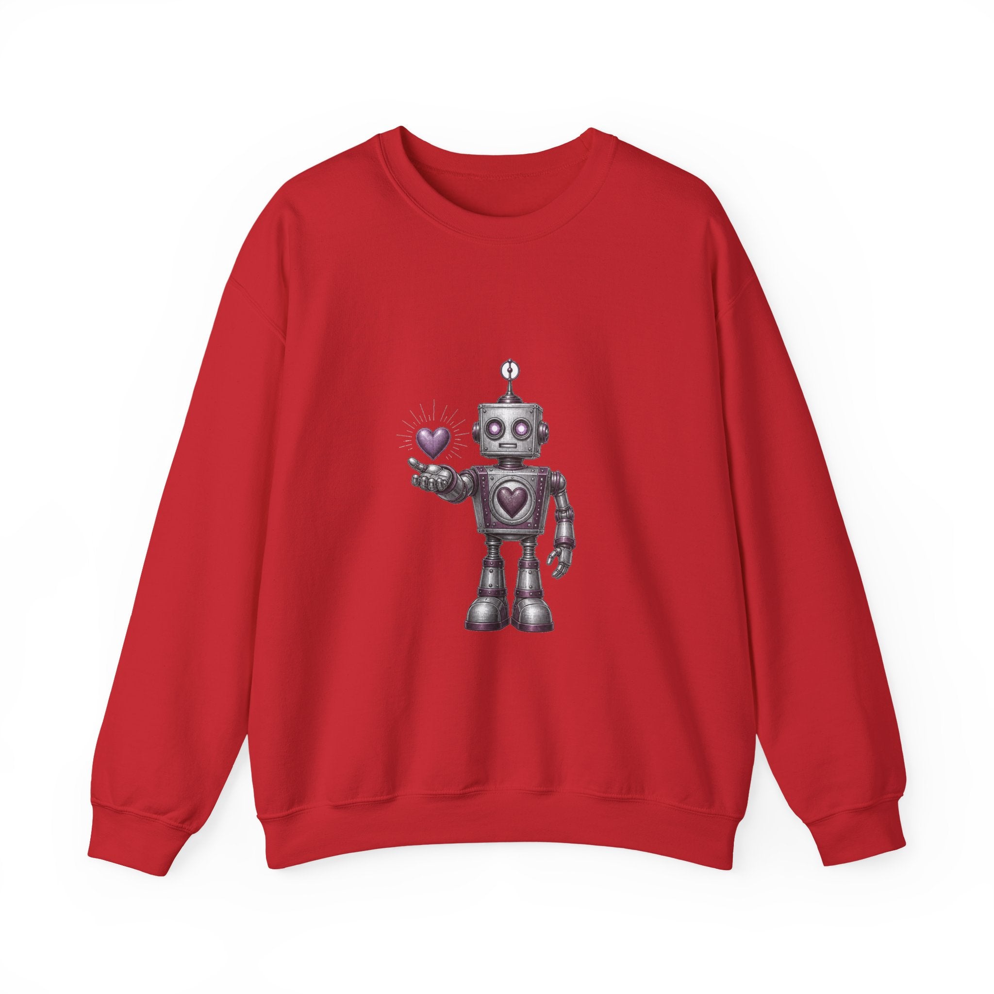 Matching Couple Sweatshirt - Robot & Heart Matching Couple Comfort Colors Crew Vintage Art His Hers Honeymoon Gift - Design A
