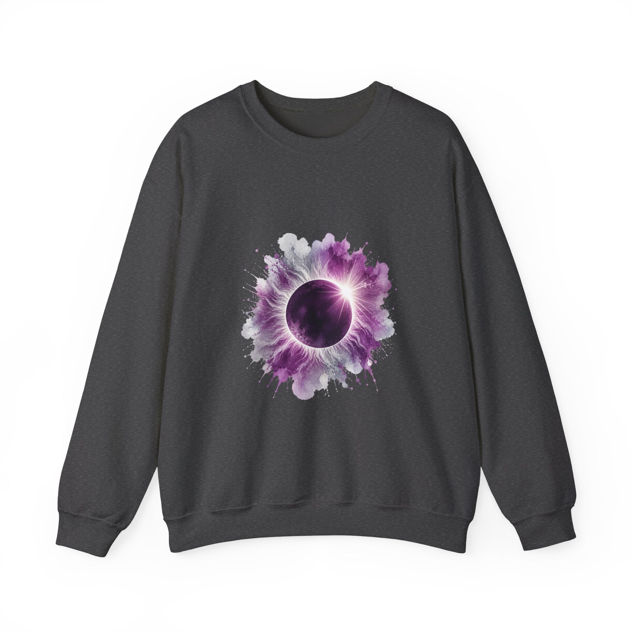 Matching Couple Sweatshirt - Solar & Lunar Eclipse Matching Couple Premium Fleece Sweatshirt Watercolor Art His Hers Birthday Gift - Design A