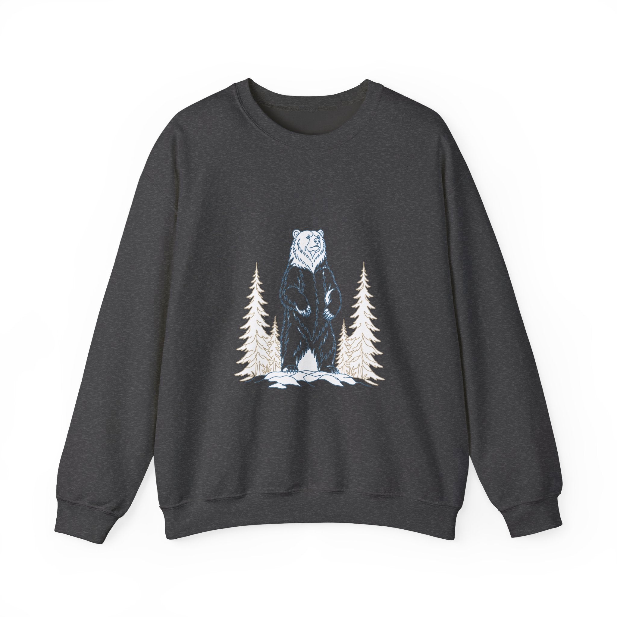 Matching Couple Sweatshirt - Bear & Deer Matching Couple Premium Fleece Sweatshirt Minimalist Art His Hers Christmas Gift - Design A