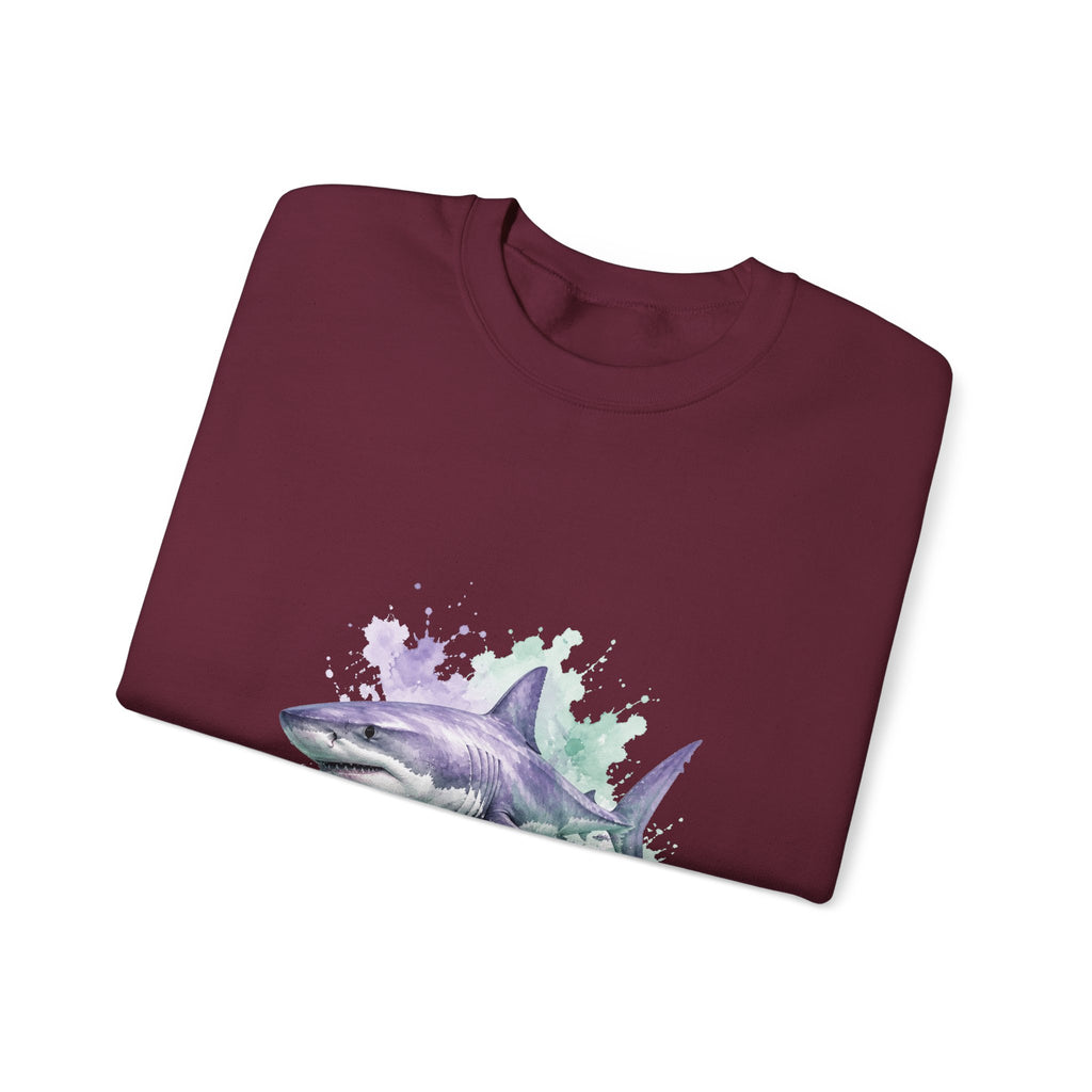 Matching Couple Sweatshirt - Shark & Dolphin Matching Couple Premium Fleece Sweatshirt Watercolor Art His Hers Birthday Gift - Design A