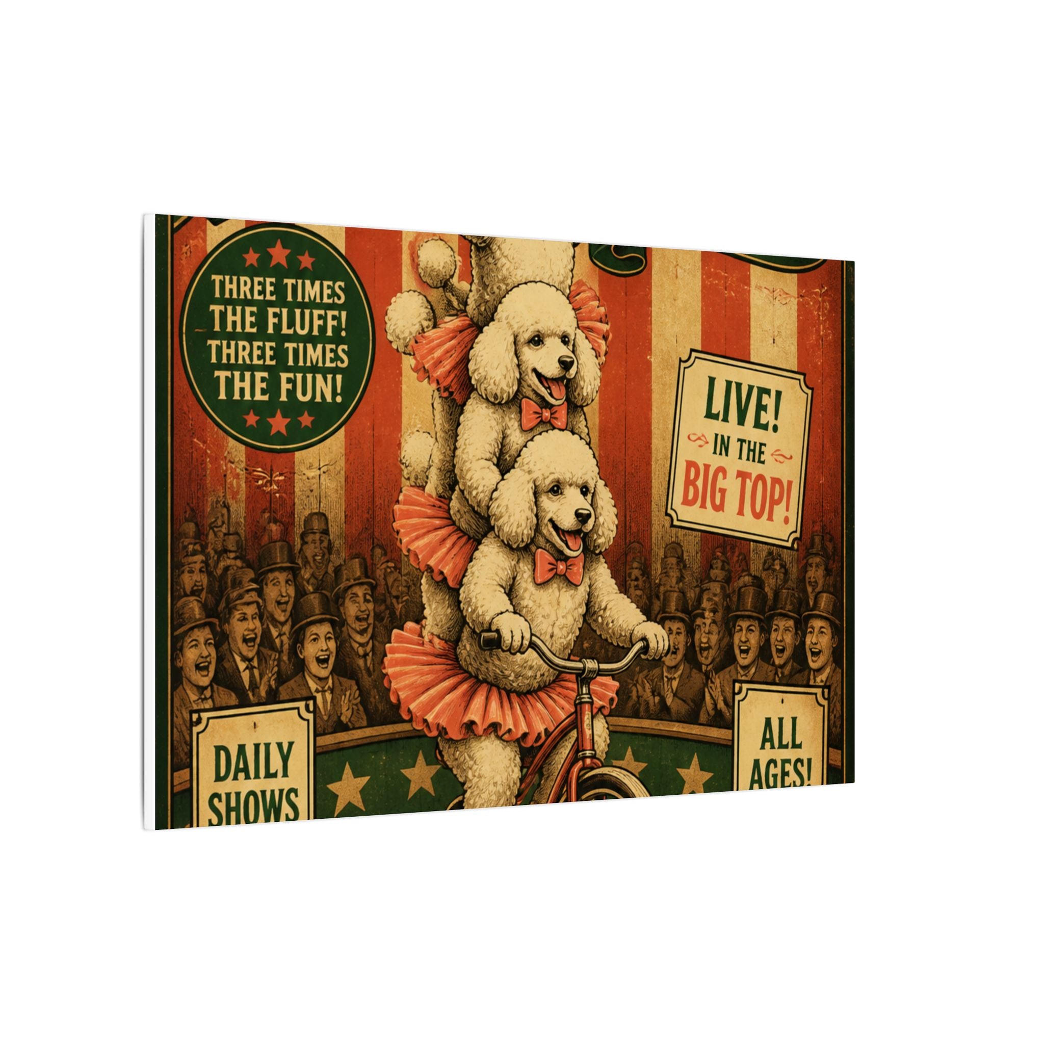 Poodle Stack Bicycle Wall Art Canvas 24×36 Vintage Circus Bedroom Decor Maximalist Print