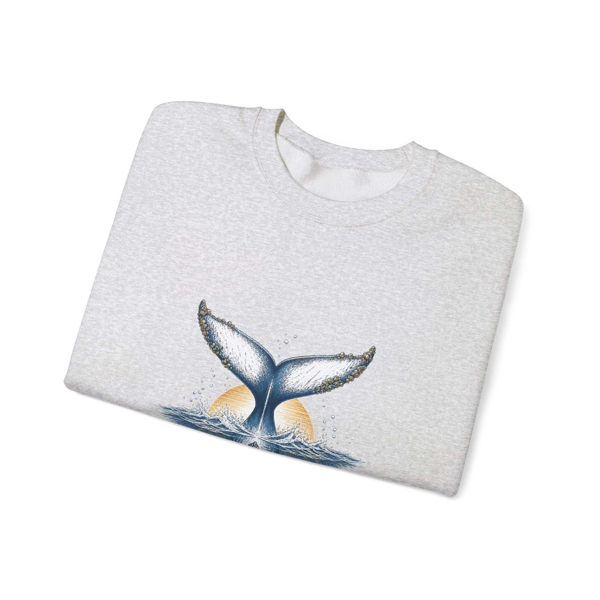 Matching Couple Sweatshirt - Eagle & Whale Matching Couple Premium Fleece Sweatshirt Hand-Drawn Art His Hers Anniversary Gift - Design B