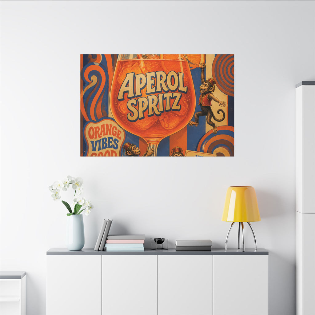 Aperol Spritz Monkeys Wall Art Canvas 24×36 Psychedelic Dining Room Decor Maximalist Print
