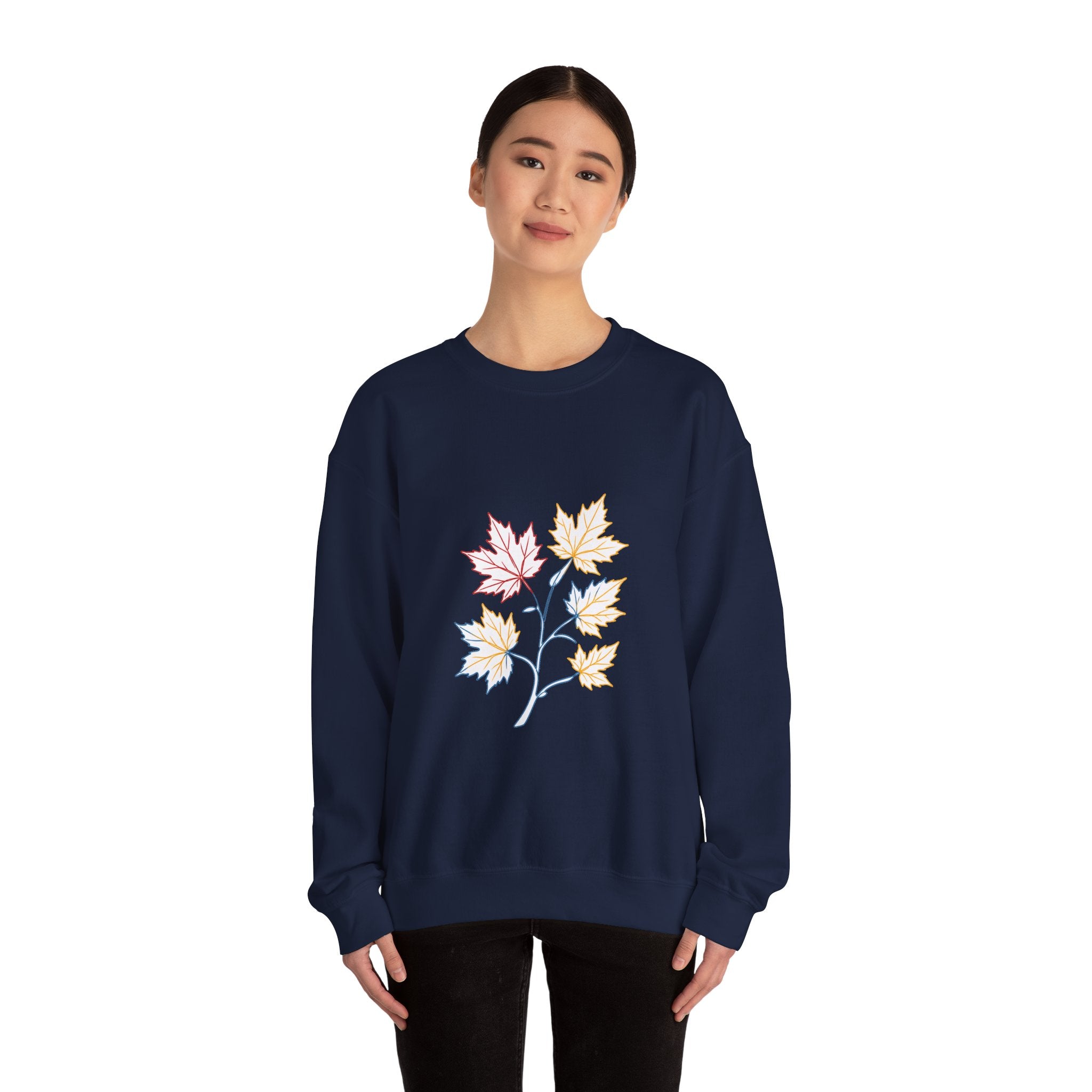 Matching Couple Sweatshirt - Cherry Blossom & Maple Leaf Matching Couple Comfort Colors Crew Minimalist Art His Hers Christmas Gift - Design B