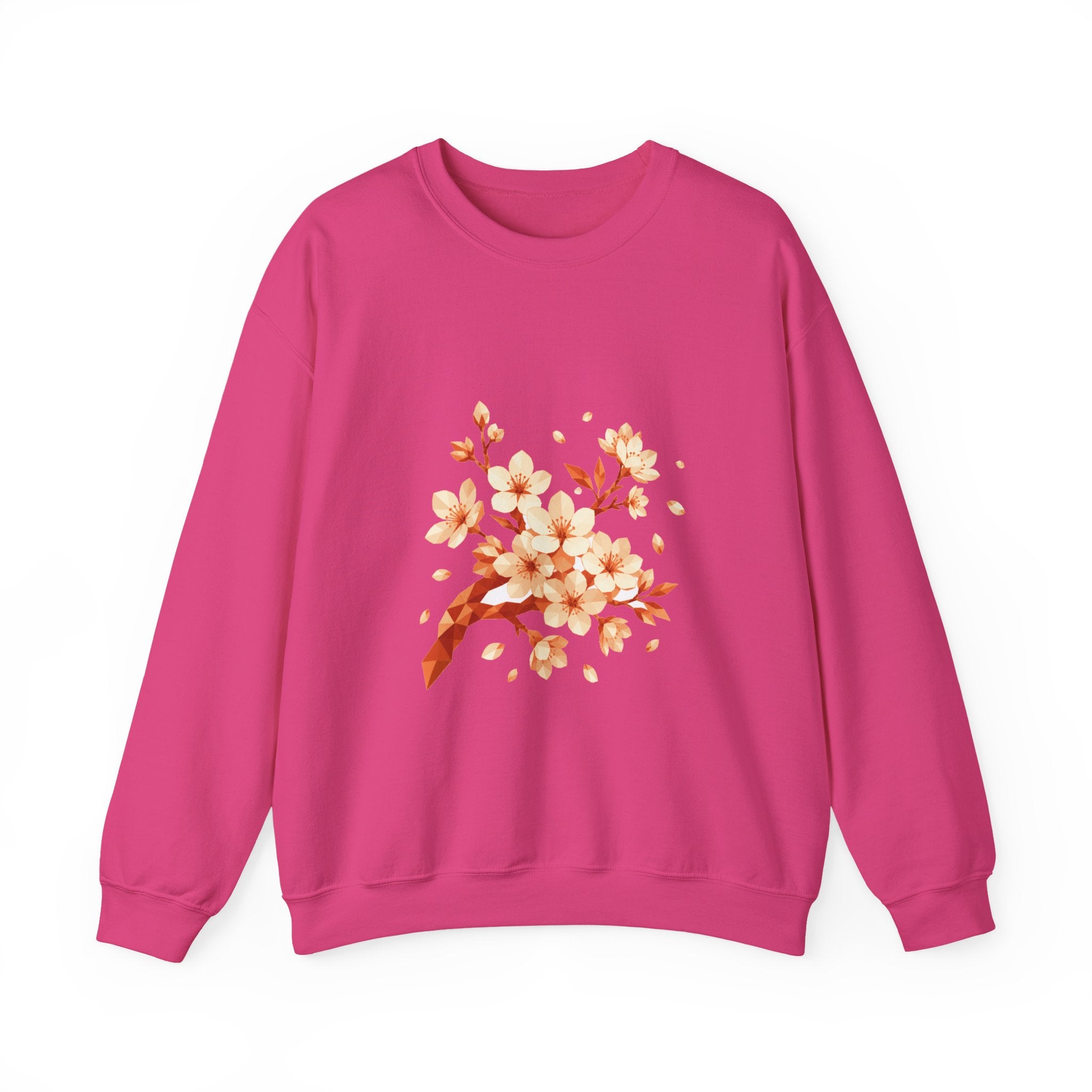 Matching Couple Sweatshirt - Cherry Blossom & Maple Leaf Matching Couple Comfort Colors Crew Geometric Art His Hers Love Gift - Design A