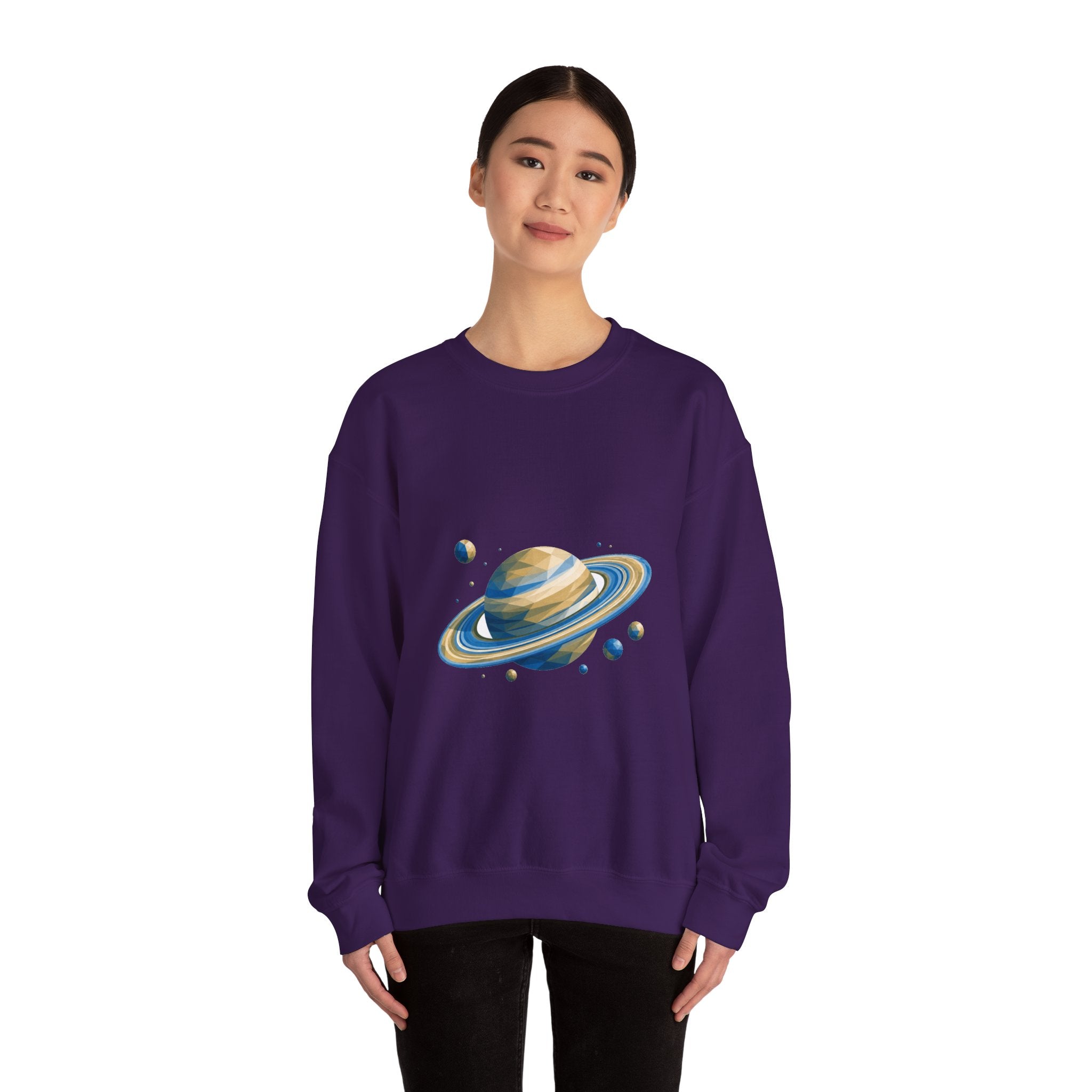 Matching Couple Sweatshirt - Saturn & Jupiter Matching Couple Premium Fleece Sweatshirt Geometric Art His Hers Love Gift - Design A