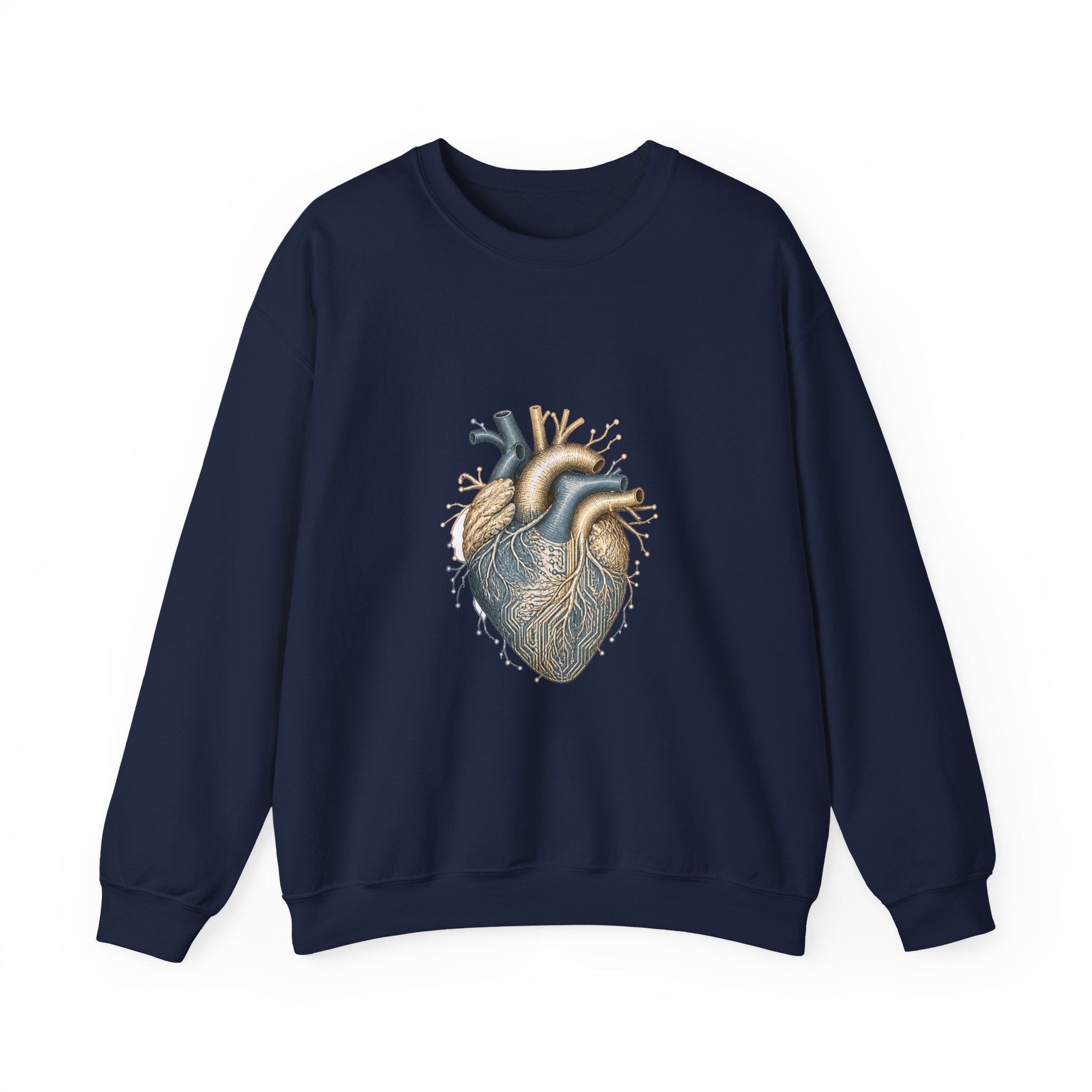 Matching Couple Sweatshirt - Robot & Heart Matching Couple Premium Fleece Sweatshirt Hand-Drawn Art His Hers Anniversary Gift - Design B