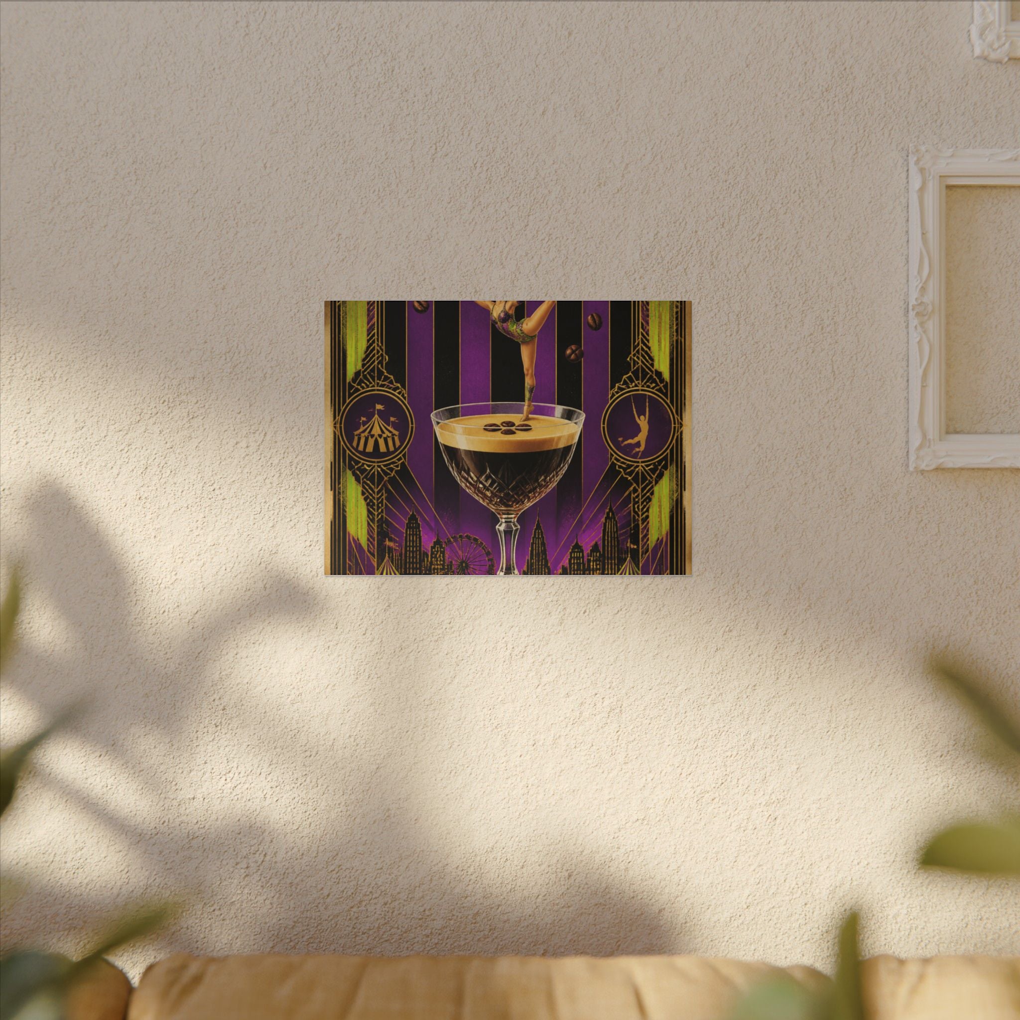 Espresso Martini Acrobat Wall Art Canvas 24×36 Art Deco Bar Area Decor Maximalist Print
