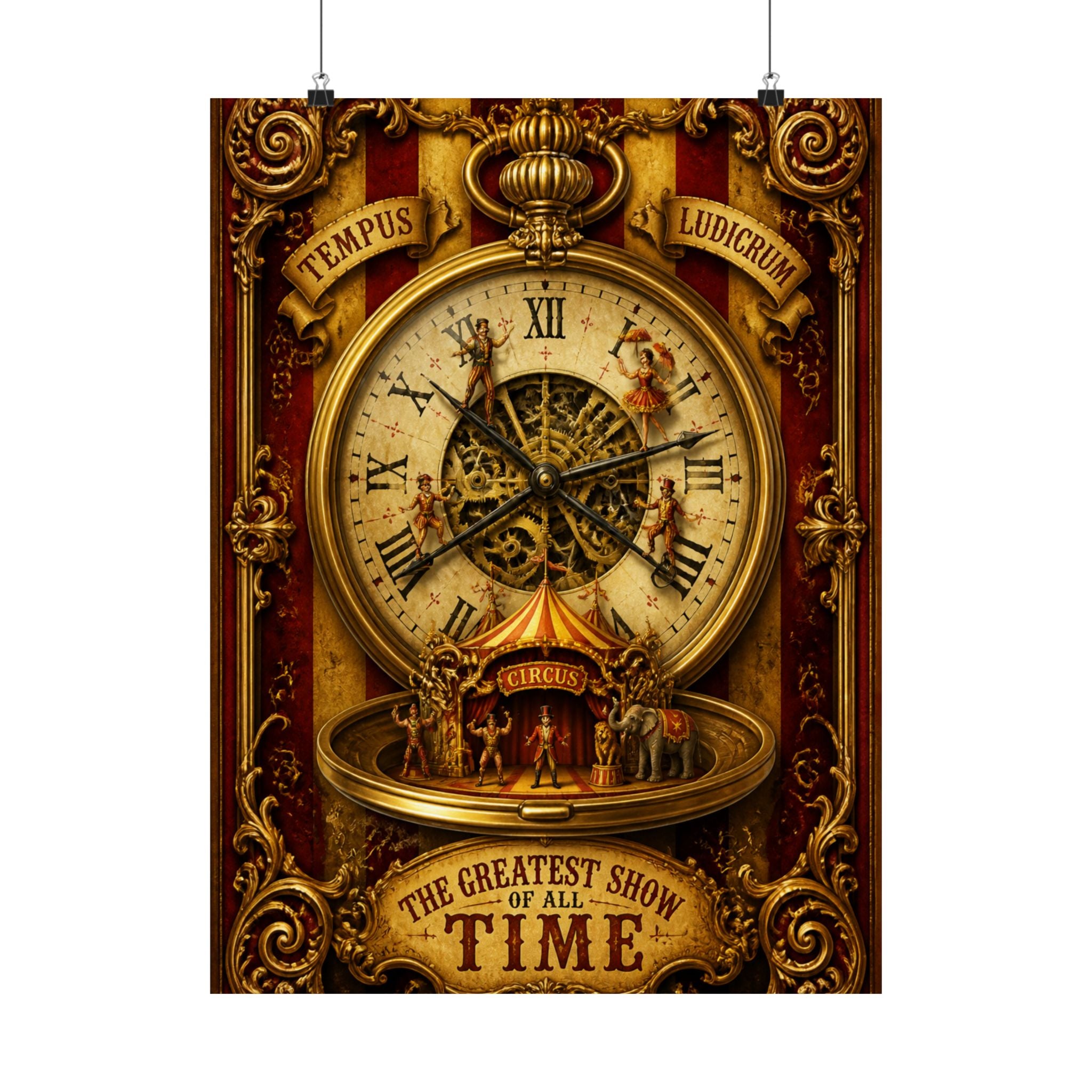 Pocket Watch Performers Wall Art Poster 18×24 Baroque Home Office Decor Maximalist Print