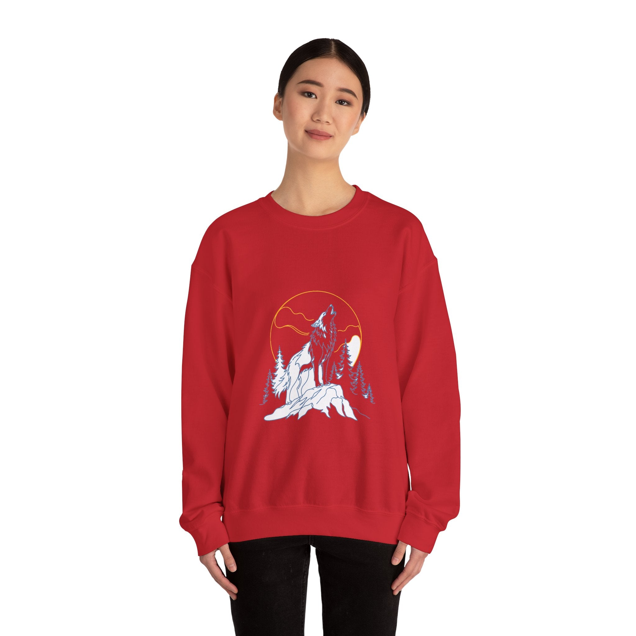 Matching Couple Sweatshirt - Wolf & Dove Matching Couple Crewneck Sweatshirt Minimalist Art His Hers Valentine Gift - Design A
