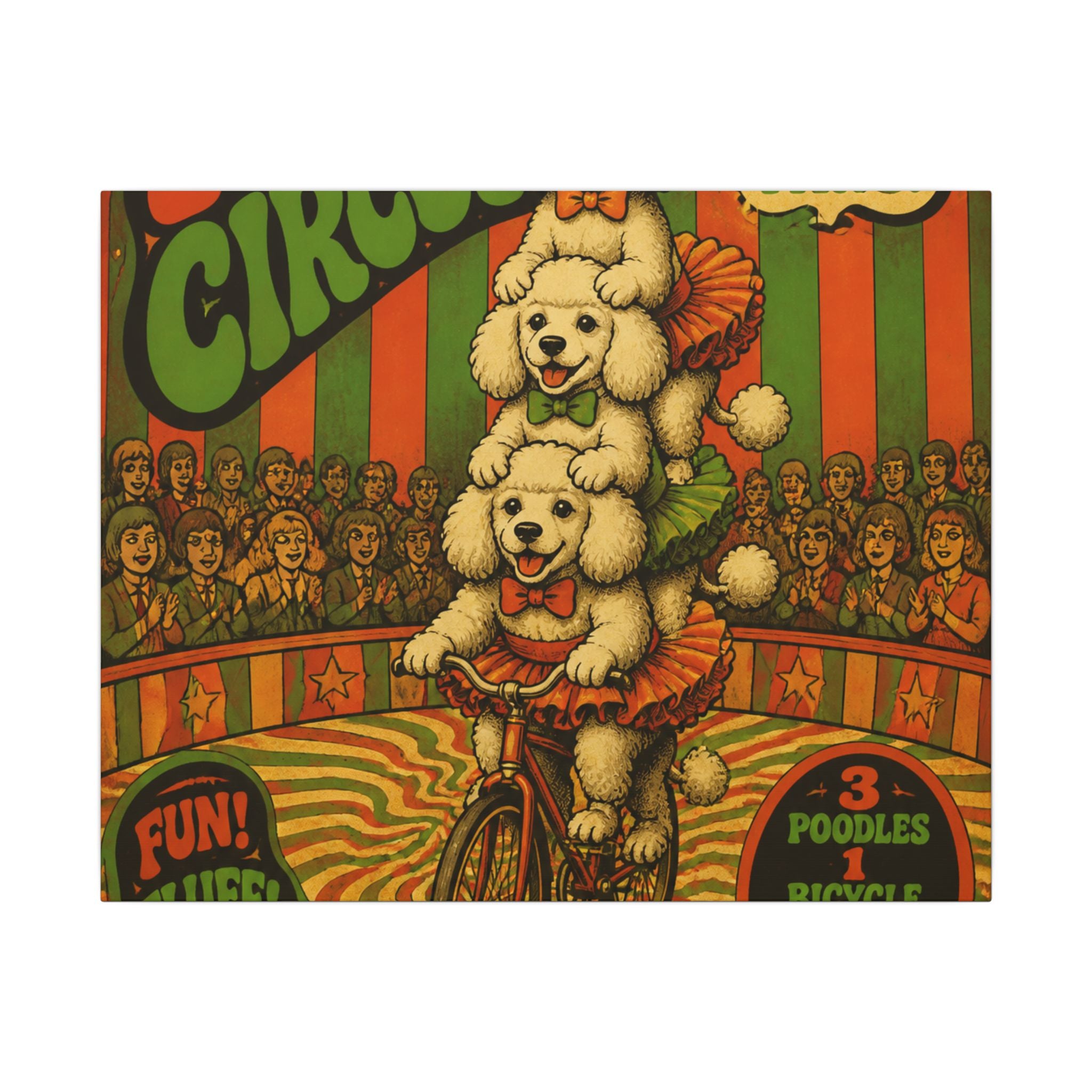 Poodle Stack Bicycle Wall Art Canvas 24×36 Psychedelic Dining Room Decor Maximalist Print