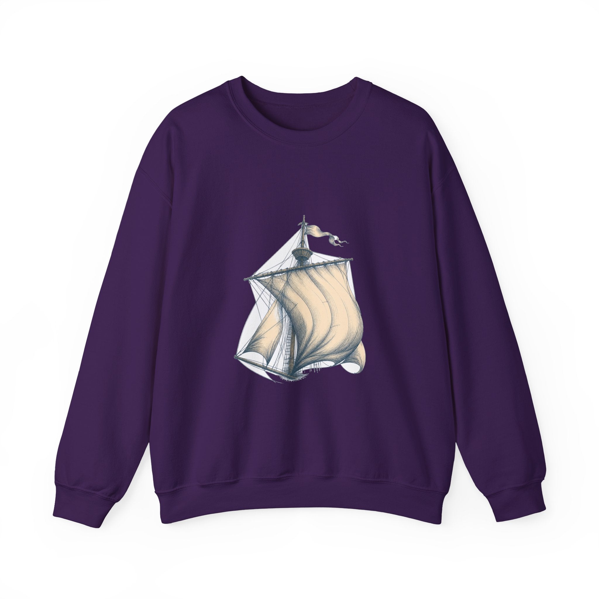 Matching Couple Sweatshirt - Anchor & Sail Matching Couple Comfort Colors Crew Hand-Drawn Art His Hers Anniversary Gift - Design B