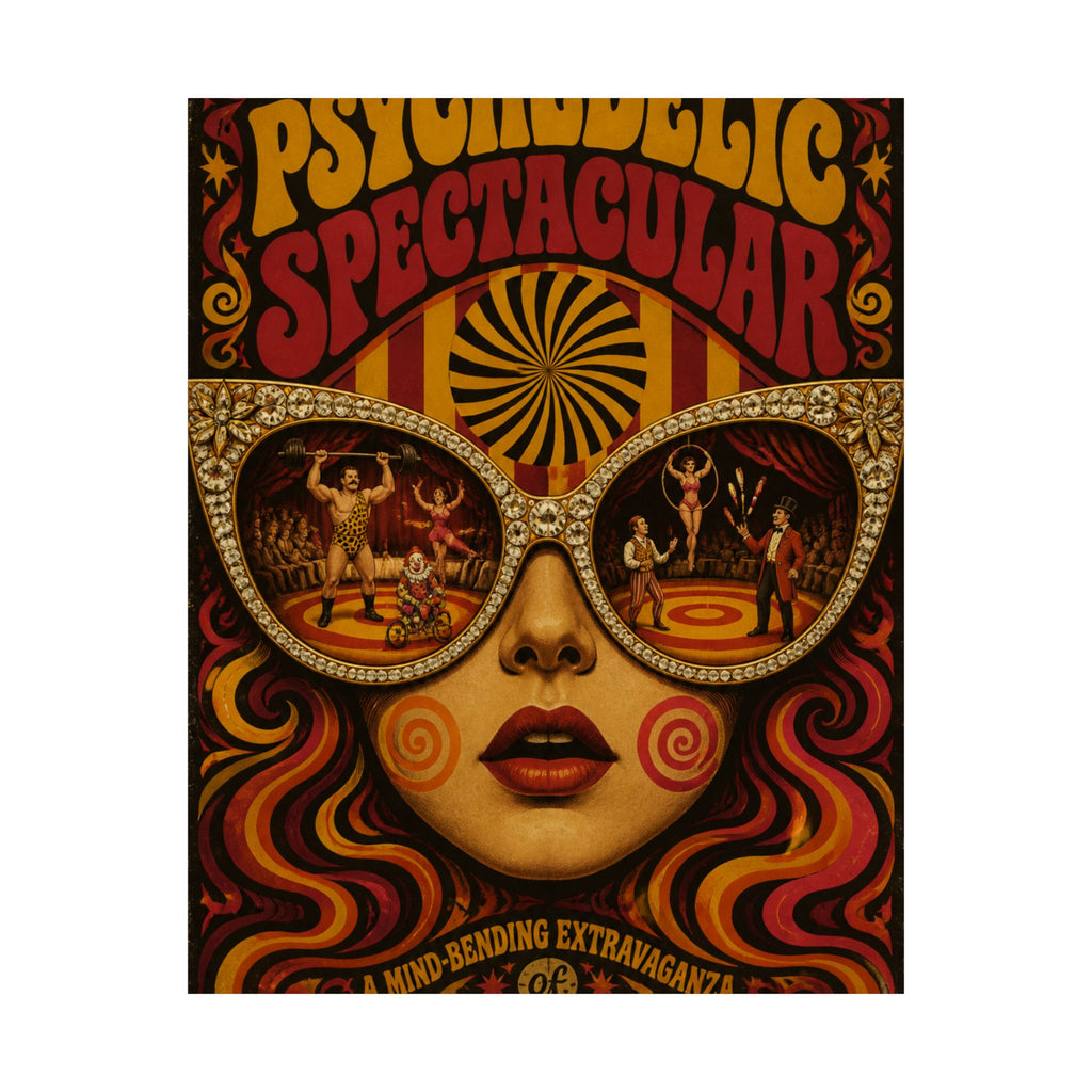 Sunglasses Circus Ring Wall Art Poster 18×24 Psychedelic Cafe Decor Maximalist Print
