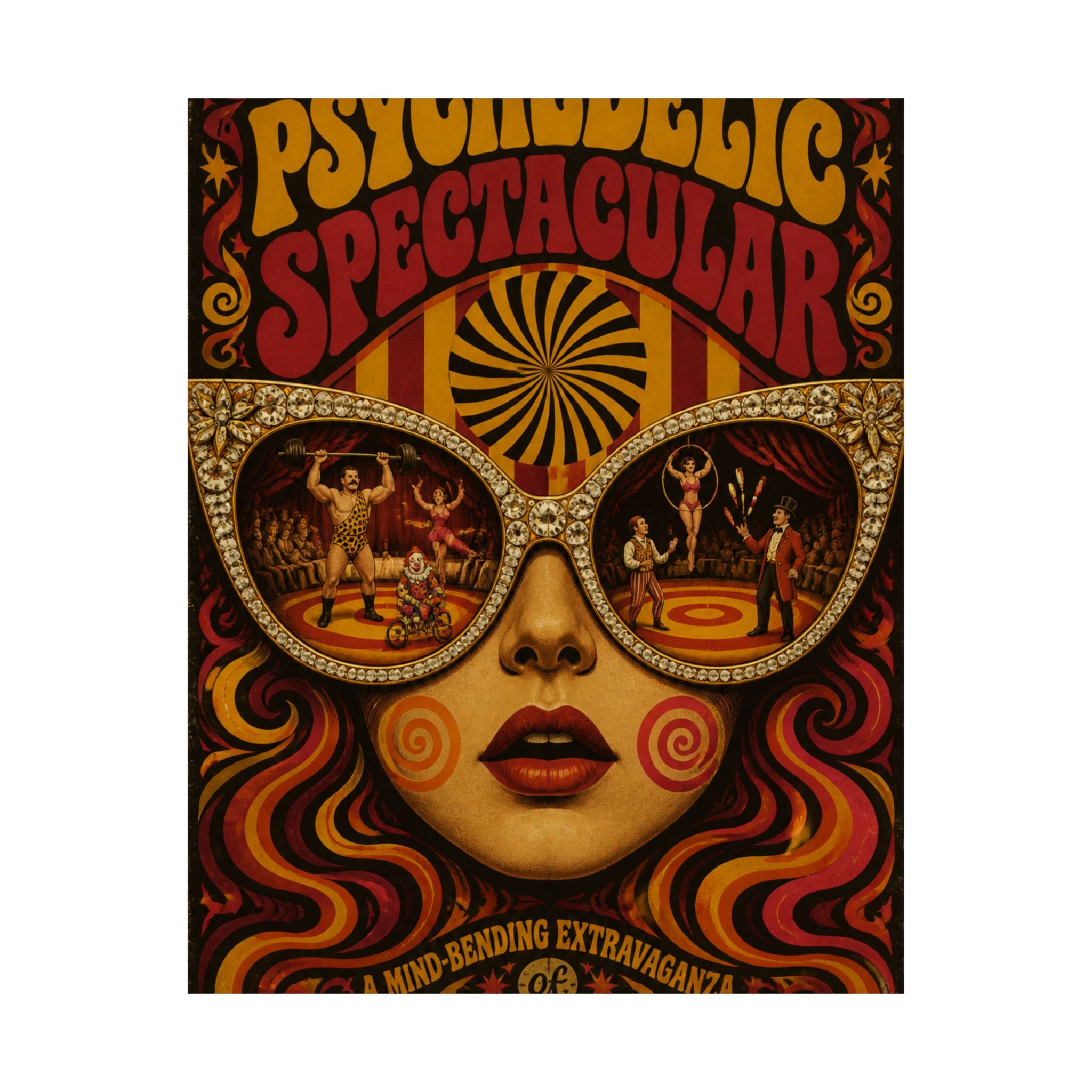 Sunglasses Circus Ring Wall Art Poster 18×24 Psychedelic Cafe Decor Maximalist Print