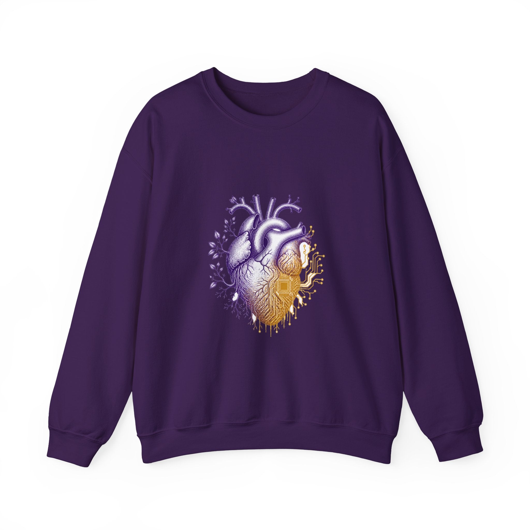 Matching Couple Sweatshirt - Robot & Heart Matching Couple Crewneck Sweatshirt Vintage Art His Hers Wedding Gift - Design B