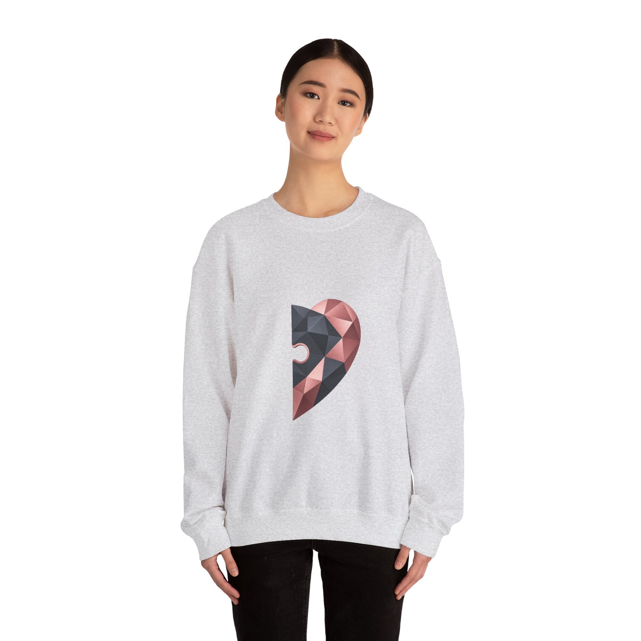 Matching Couple Sweatshirt - Puzzle Pieces Matching Couple Comfort Colors Crew Geometric Art His Hers Love Gift - Design B