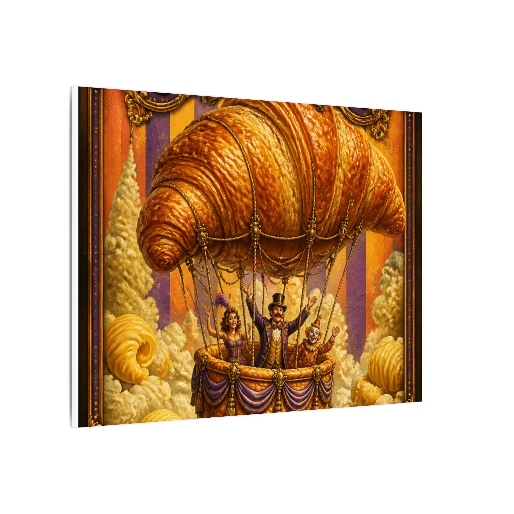 Croissant Hot Air Balloon Wall Art Canvas 16×20 Baroque Home Office Decor Maximalist Print