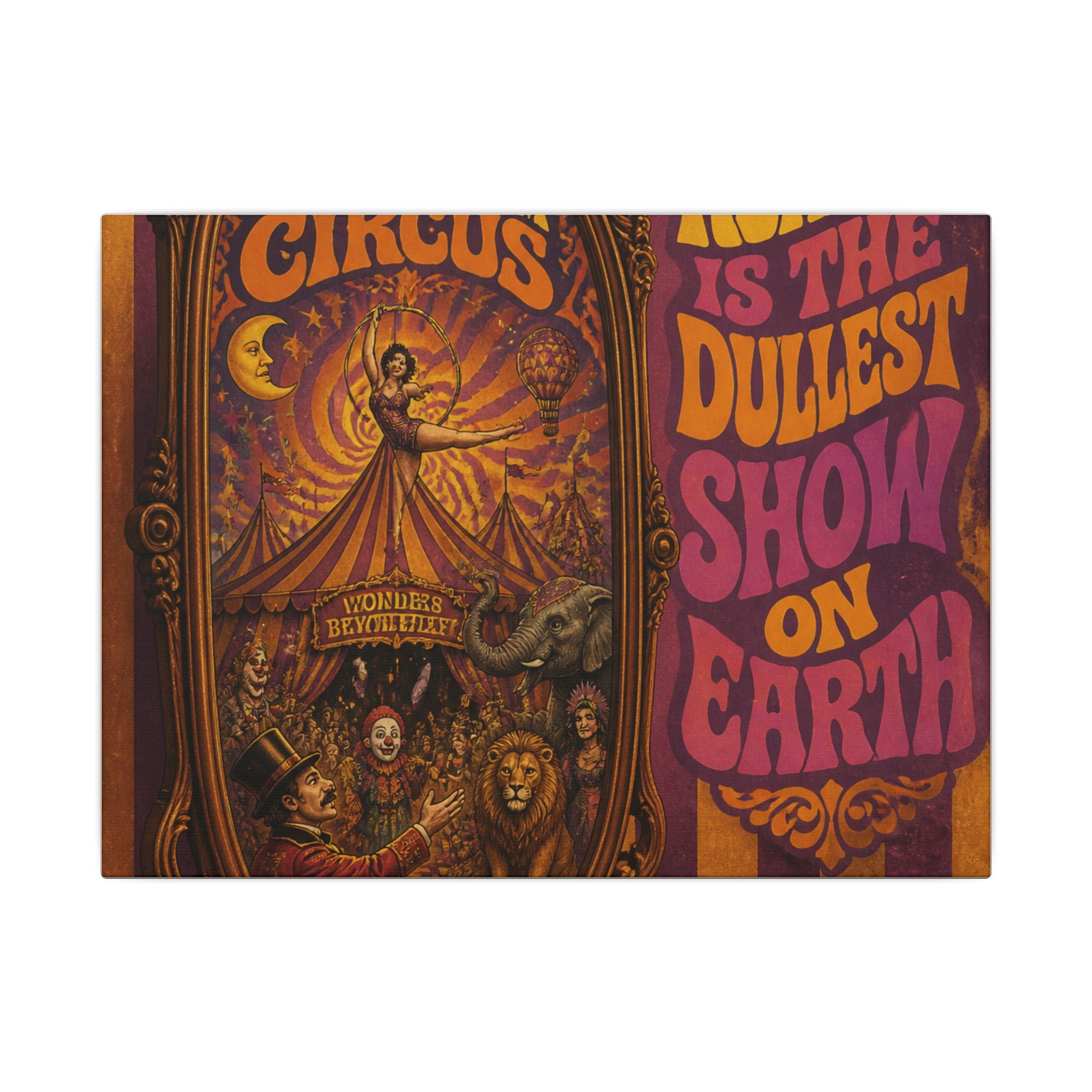 Vintage Mirror Circus Wall Art Canvas 16×20 Psychedelic Cafe Decor Maximalist Print
