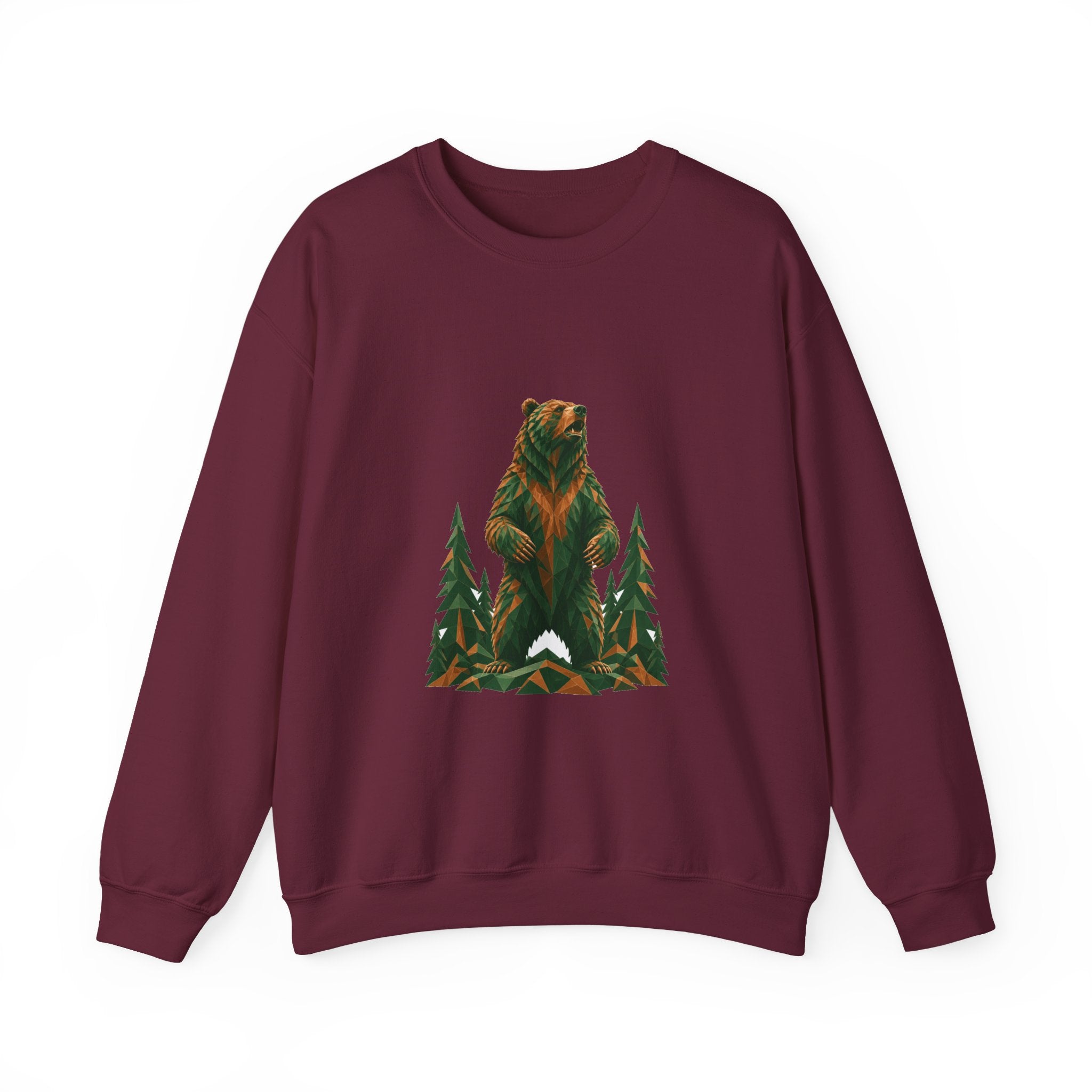 Matching Couple Sweatshirt - Bear & Deer Matching Couple Crewneck Sweatshirt Geometric Art His Hers Couple Gift - Design A