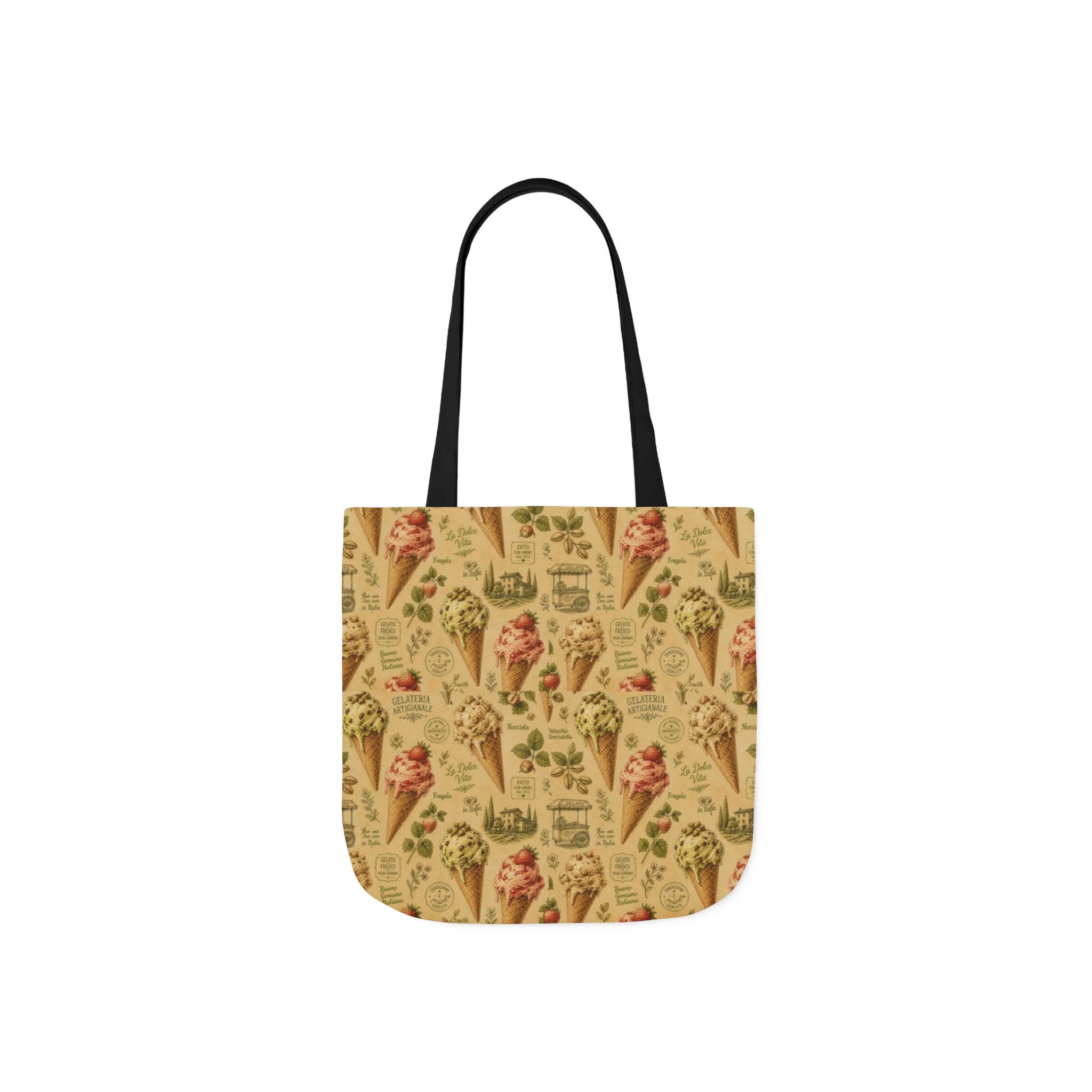 Gelato Scoops Canvas Tote Bag Mediterranean Kitchen Botanical Design Italian Cottagecore Gift