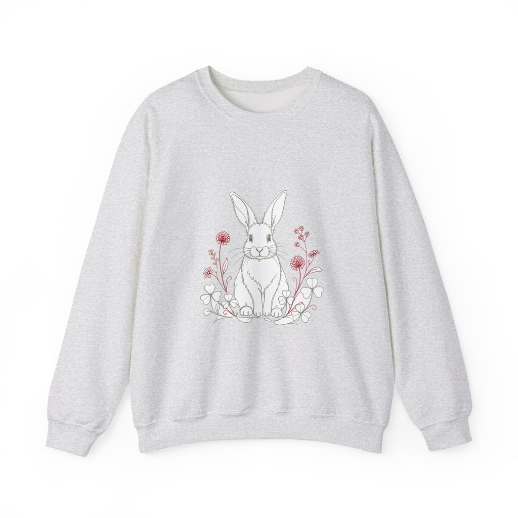 Matching Couple Sweatshirt - Fox & Rabbit Matching Couple Crewneck Sweatshirt Minimalist Art His Hers Valentine Gift - Design B
