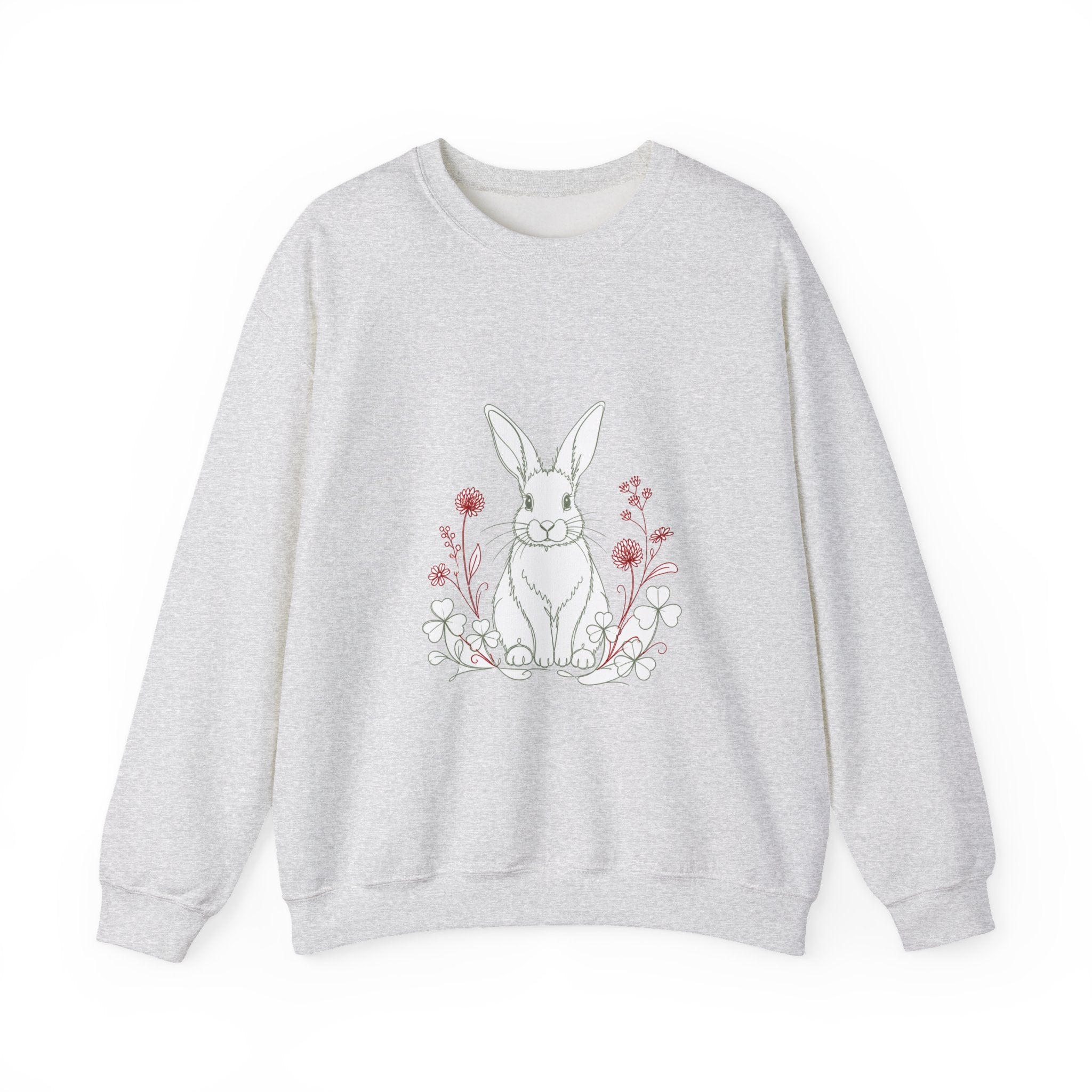 Matching Couple Sweatshirt - Fox & Rabbit Matching Couple Crewneck Sweatshirt Minimalist Art His Hers Valentine Gift - Design B