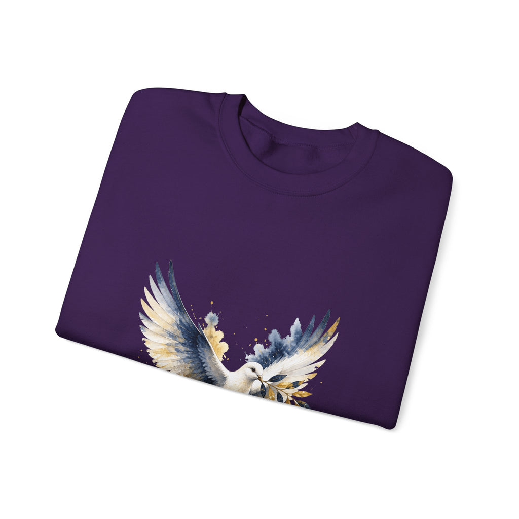 Matching Couple Sweatshirt - Wolf & Dove Matching Couple Comfort Colors Crew Watercolor Art His Hers Birthday Gift - Design B