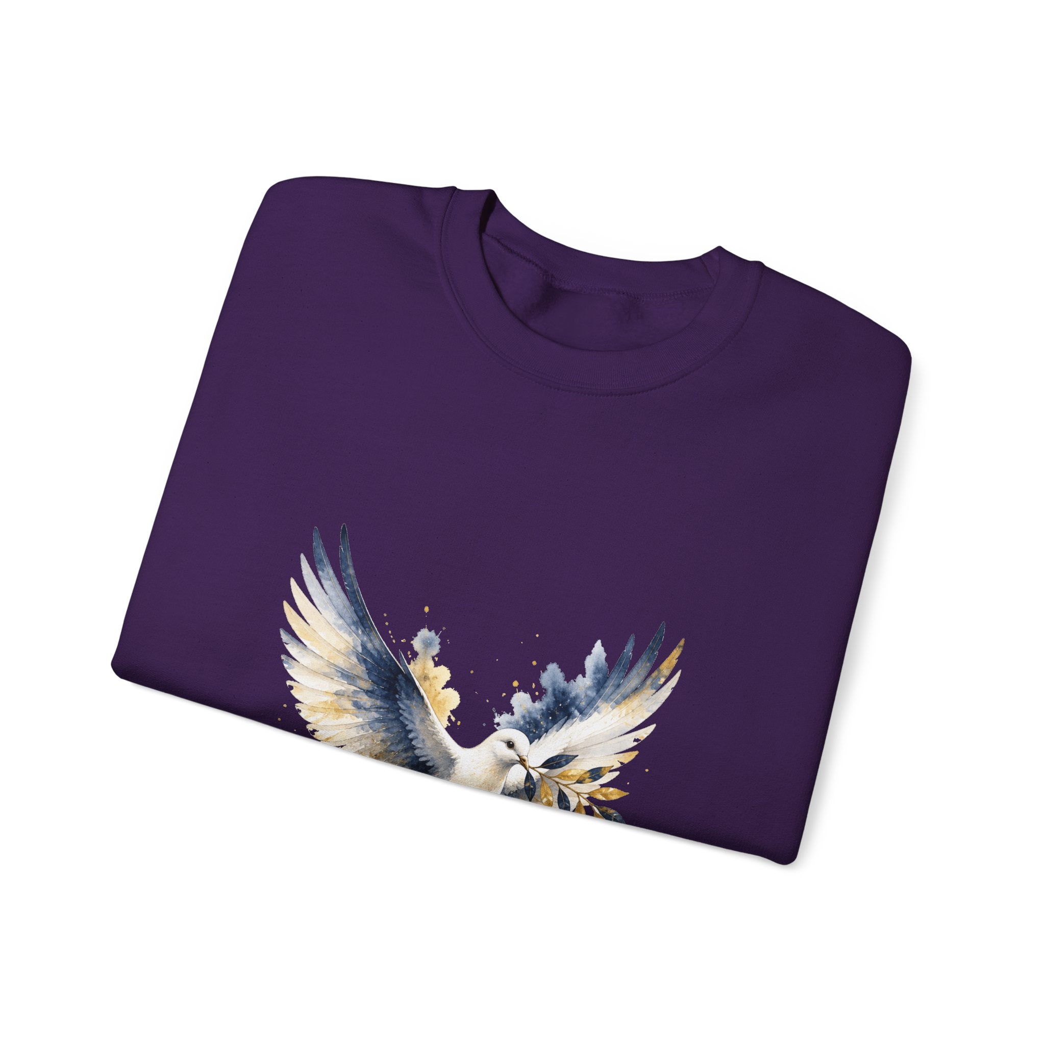 Matching Couple Sweatshirt - Wolf & Dove Matching Couple Comfort Colors Crew Watercolor Art His Hers Birthday Gift - Design B