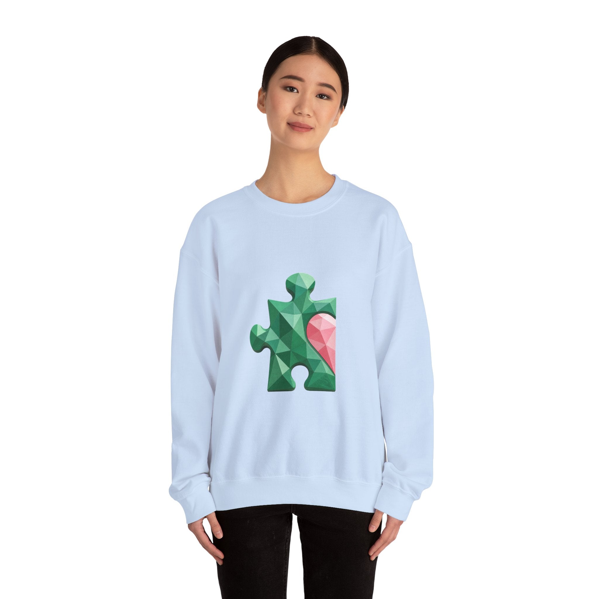 Matching Couple Sweatshirt - Puzzle Pieces Matching Couple Crewneck Sweatshirt Geometric Art His Hers Couple Gift - Design A