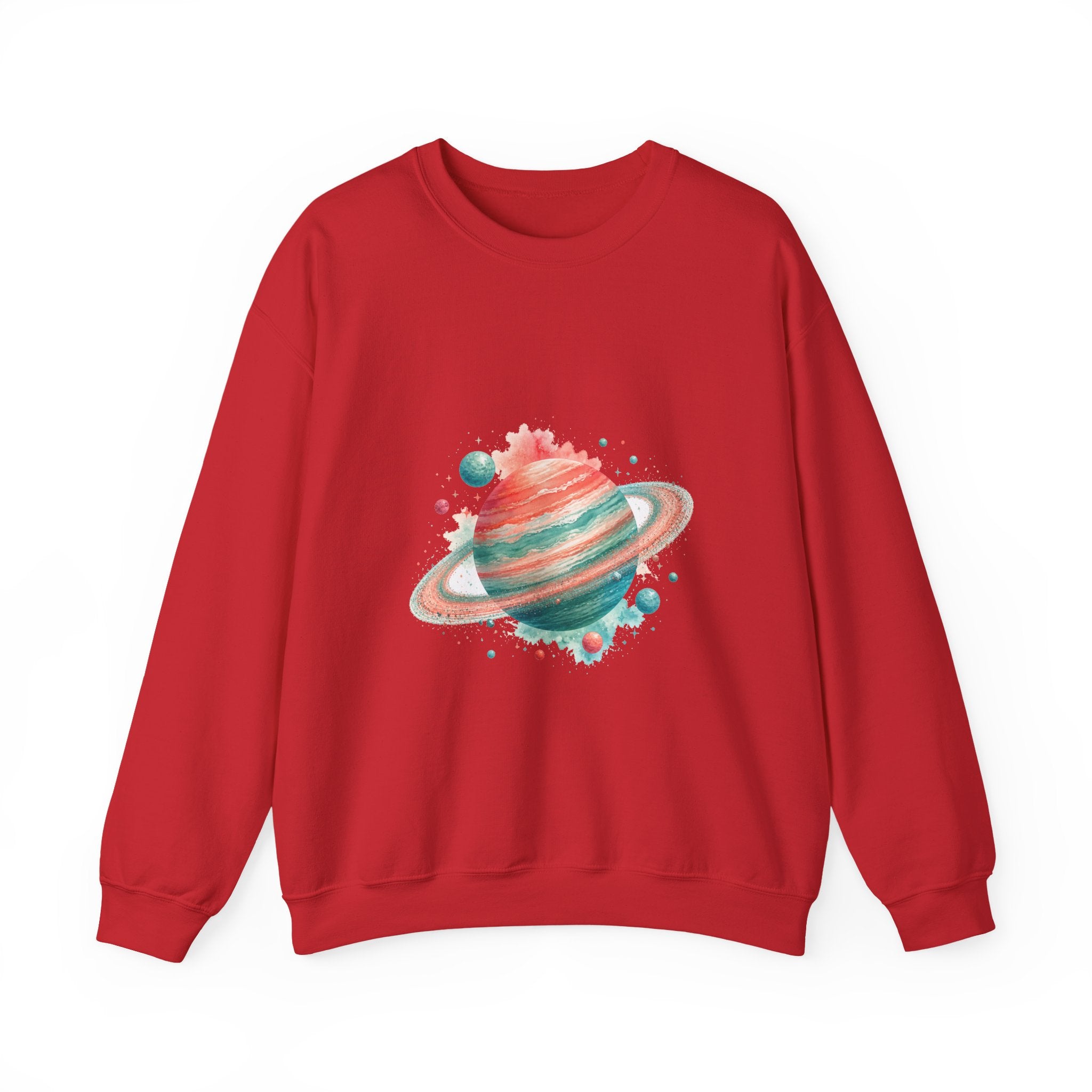 Matching Couple Sweatshirt - Astronaut & Planet Matching Couple Premium Fleece Sweatshirt Watercolor Art His Hers Birthday Gift - Design B