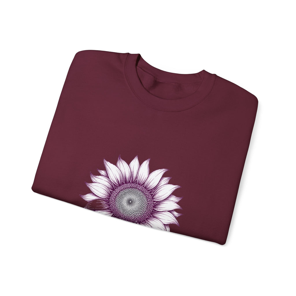 Matching Couple Sweatshirt - Sunflower & Moonflower Matching Couple Premium Fleece Sweatshirt Hand-Drawn Art His Hers Anniversary Gift - Design A